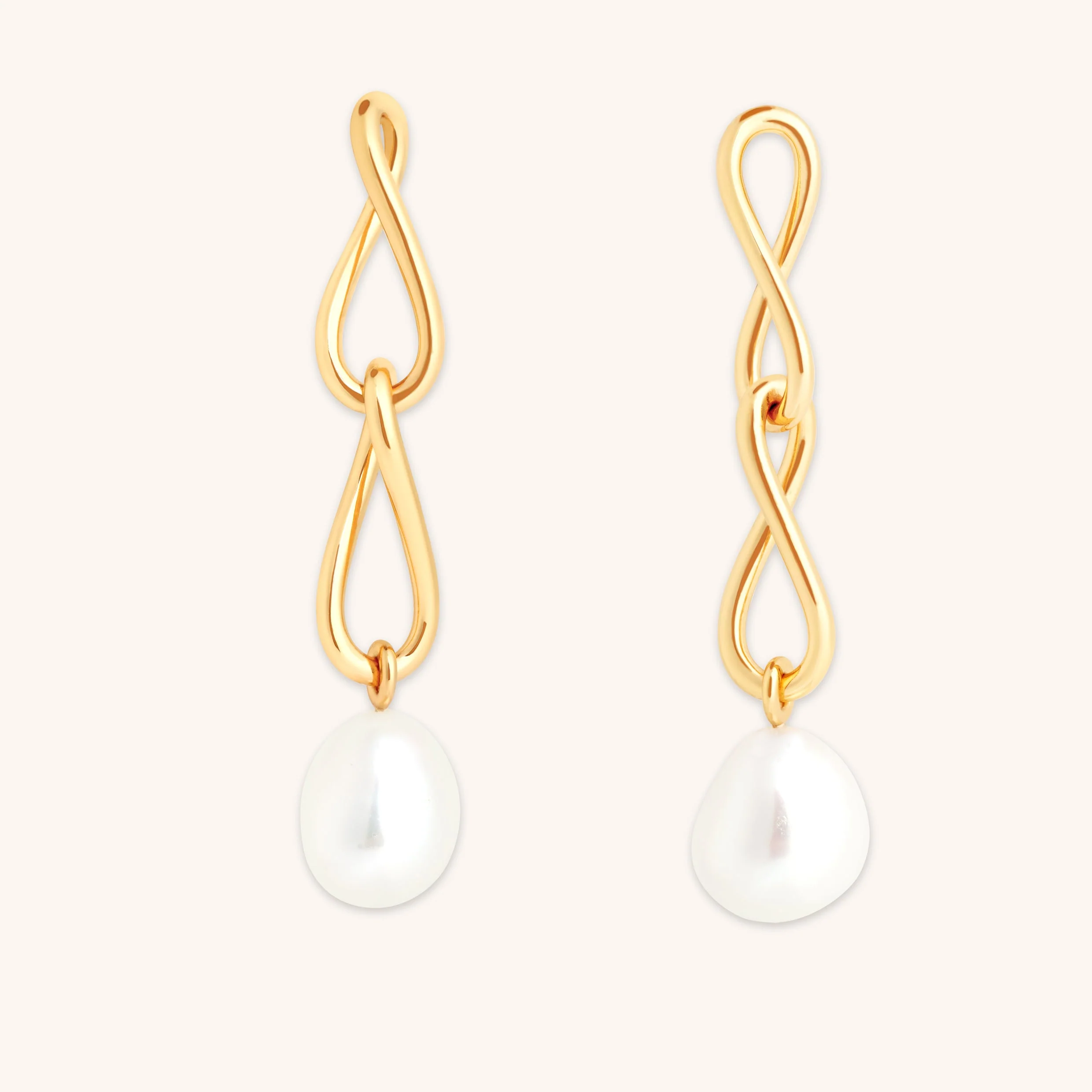 Infinite Pearl Drop Studs in Gold