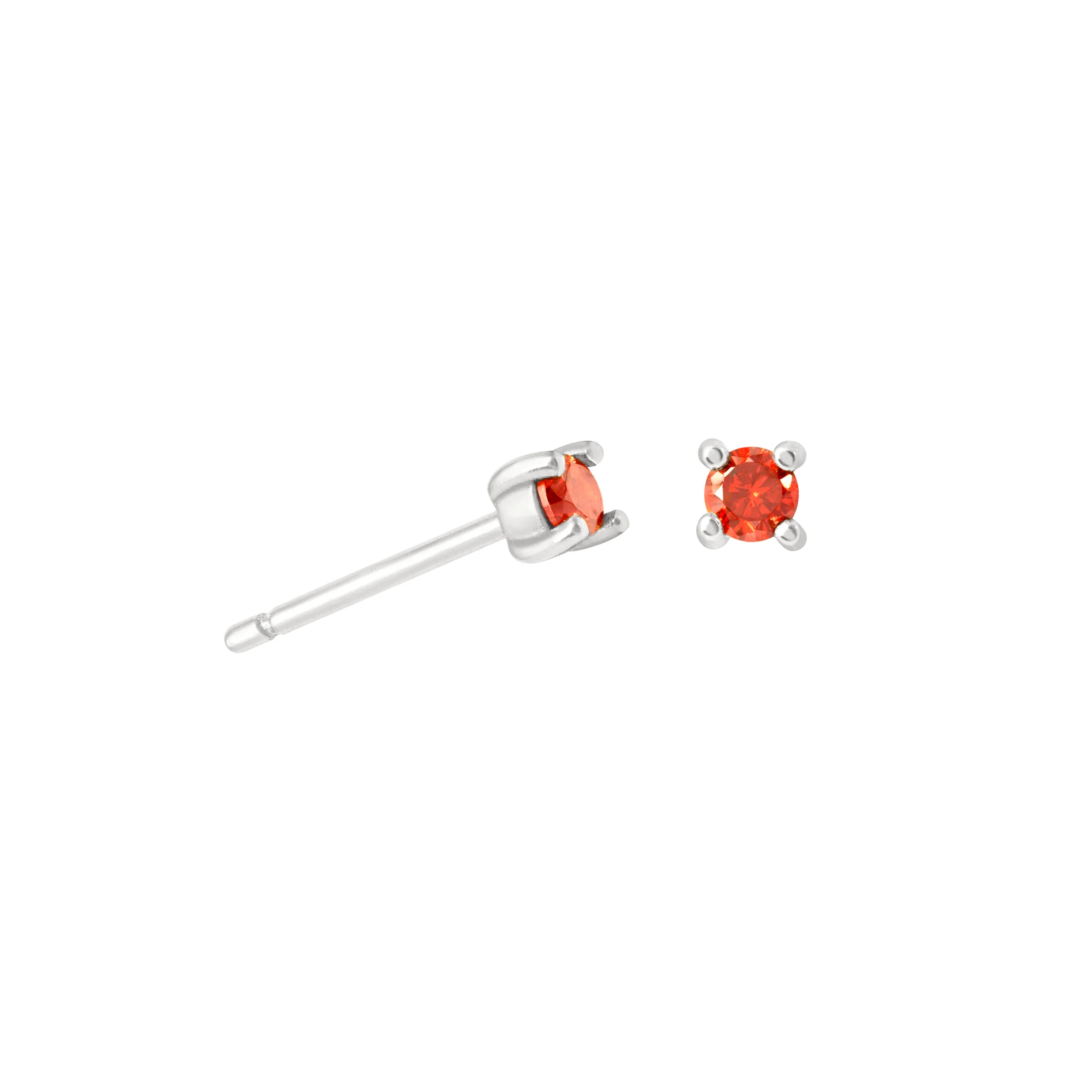 January Birthstone Stud Earrings in Silver with Garnet CZ - Image 5