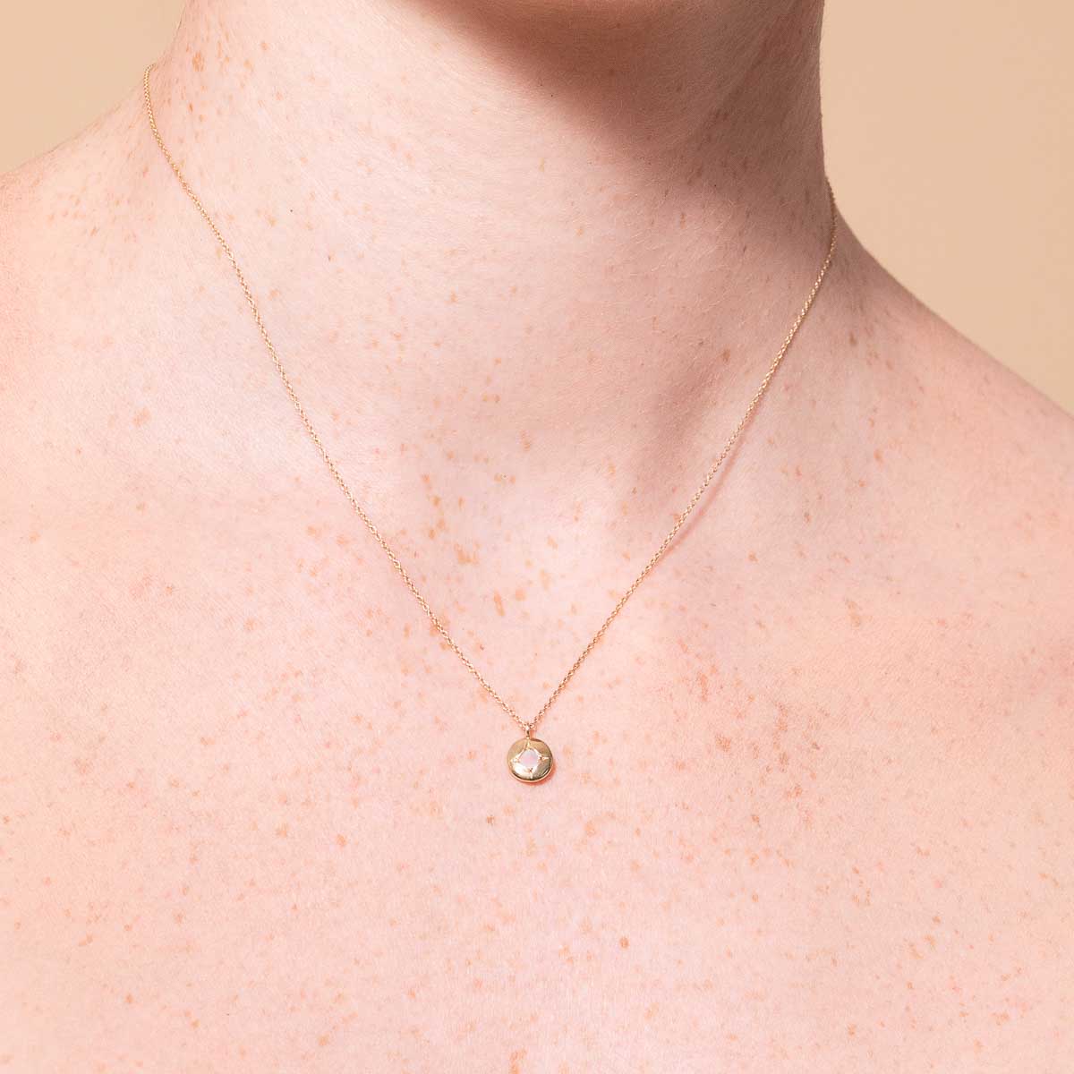June Moonstone Birthstone Necklace in Solid Gold - Image 2