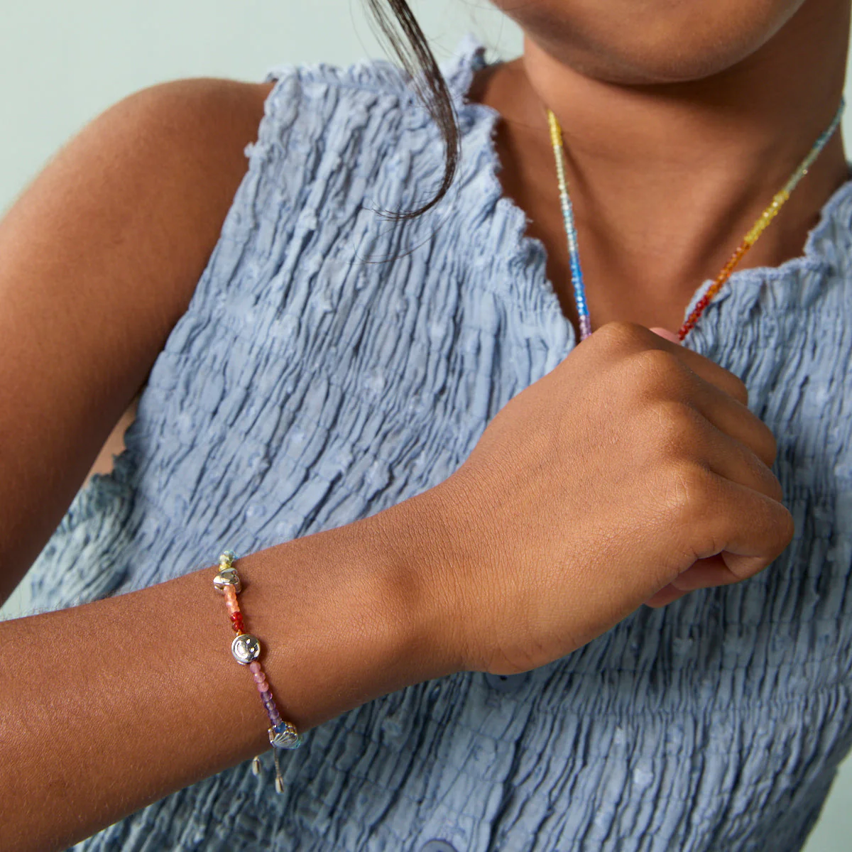 Junior Rainbow Gemstone Bracelet in 9k White Gold - Image 3
