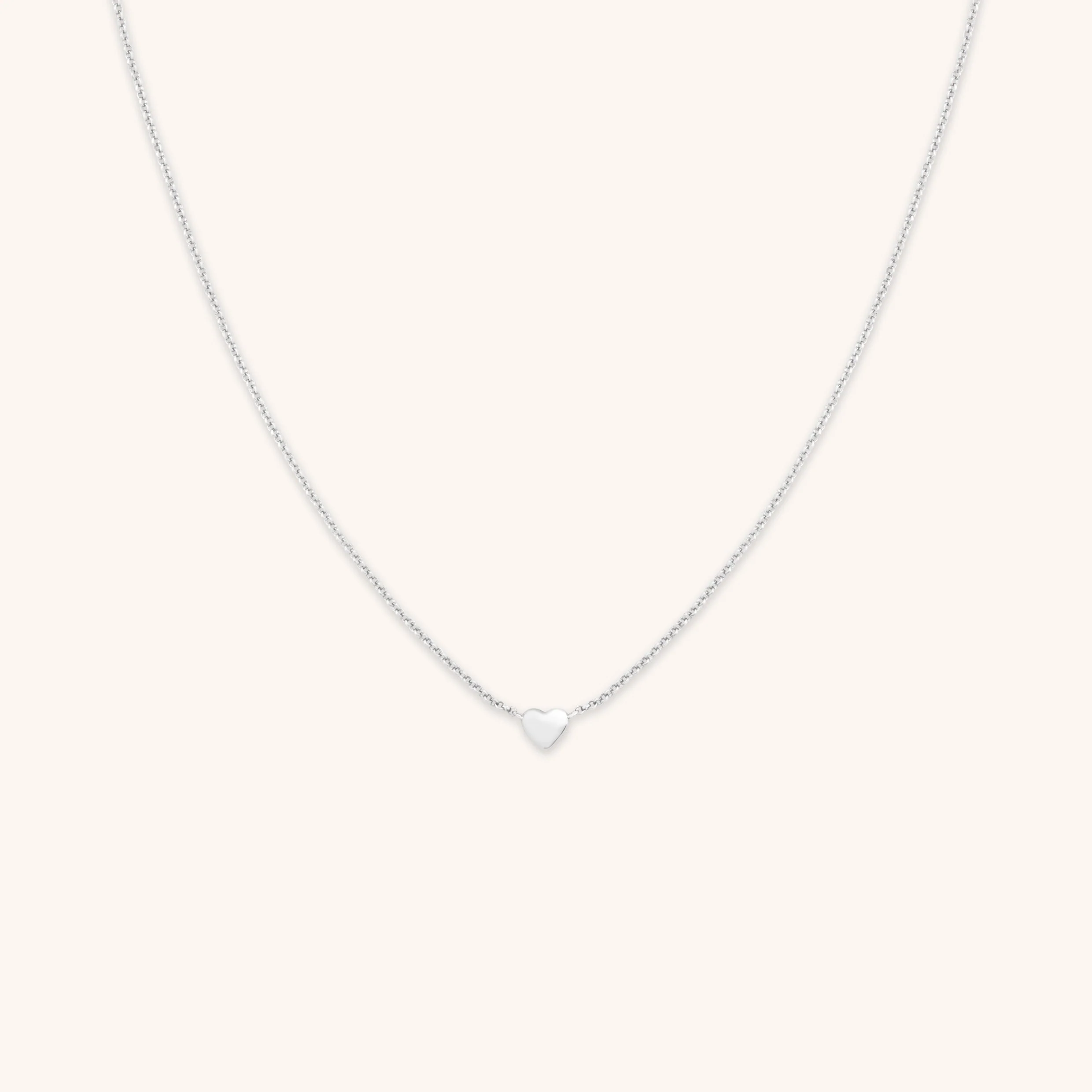 Love Heart Charm Necklace in Silver