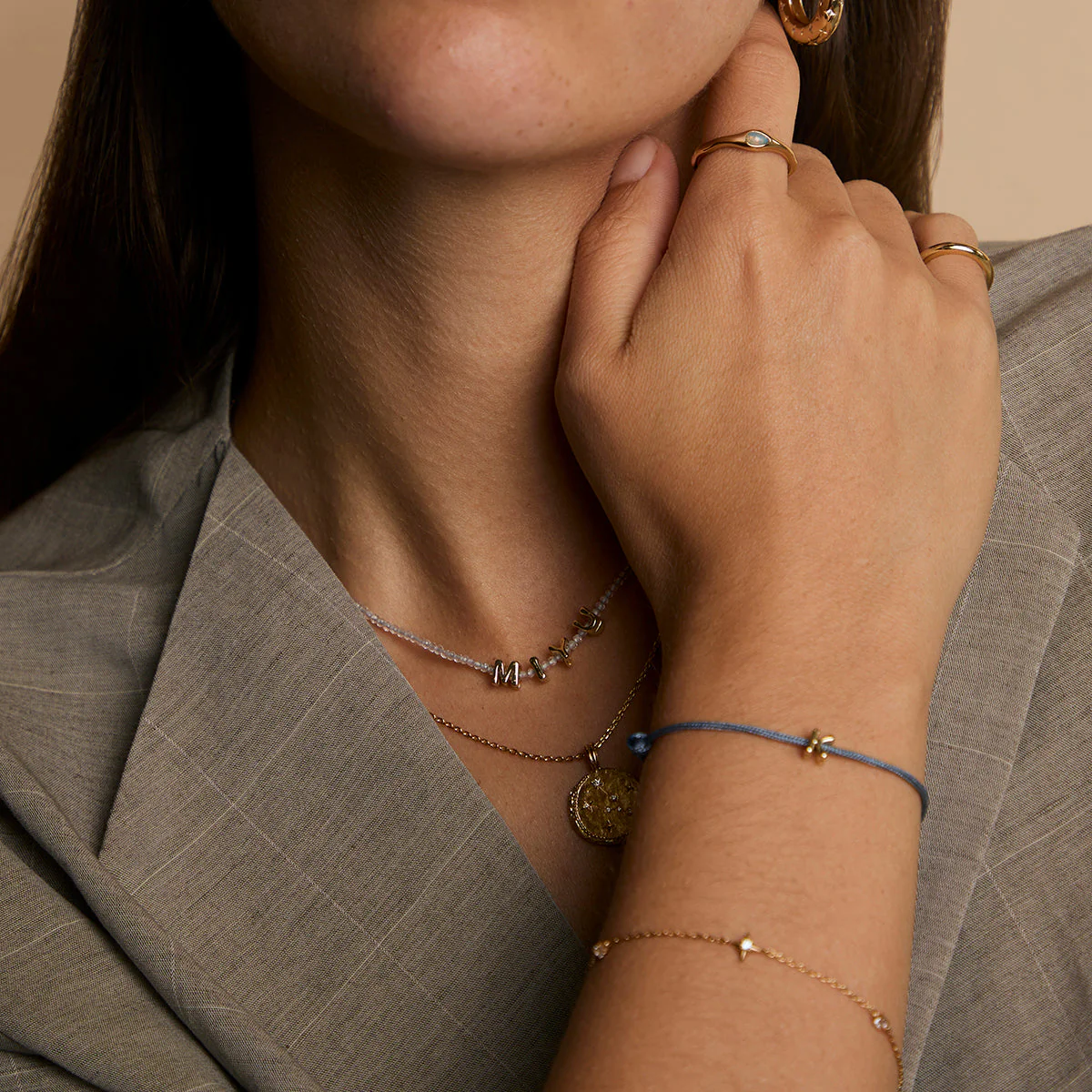 M Initial Click Charm in Solid Gold - Image 6