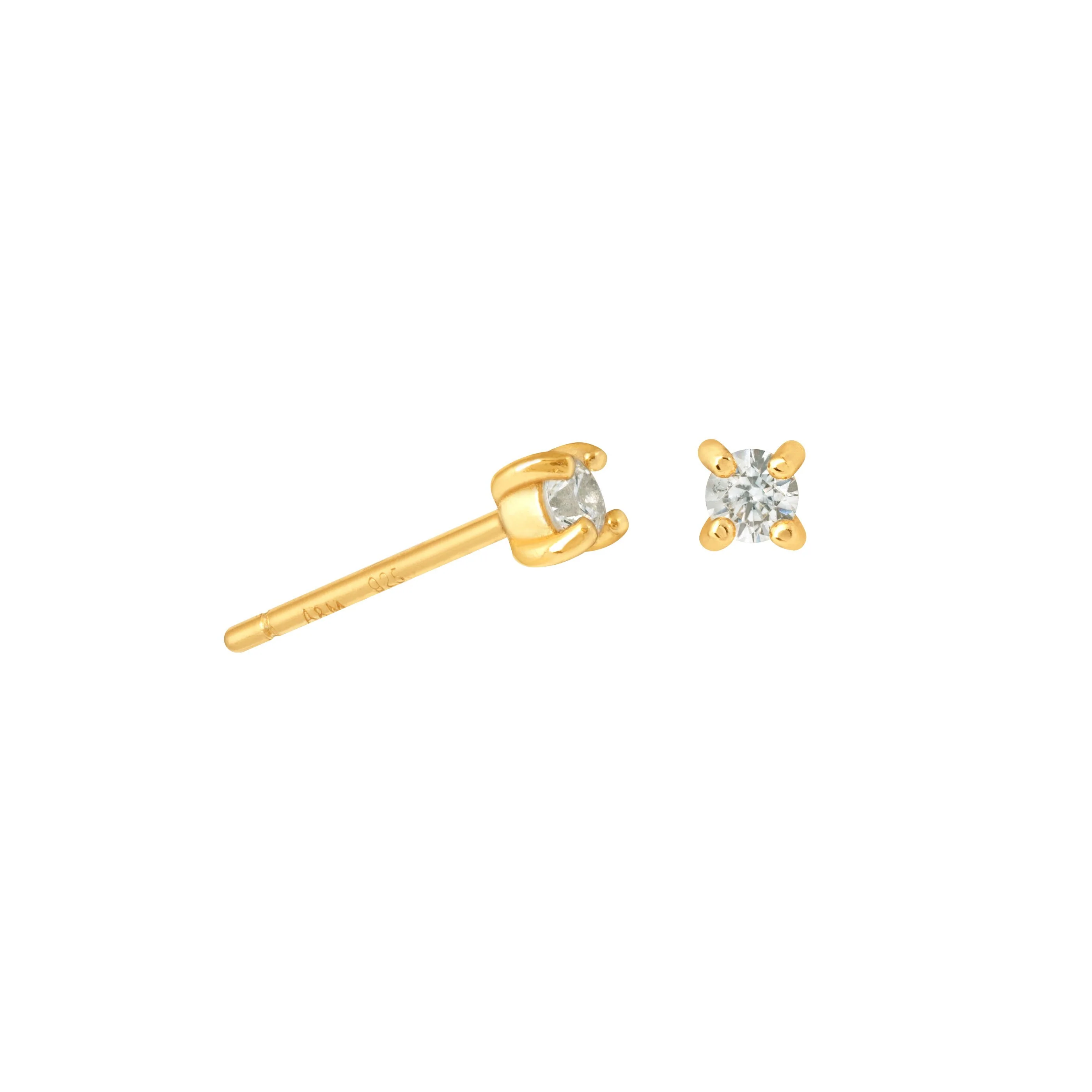 March Birthstone Stud Earrings in Gold with Aquamarine CZ - Image 5