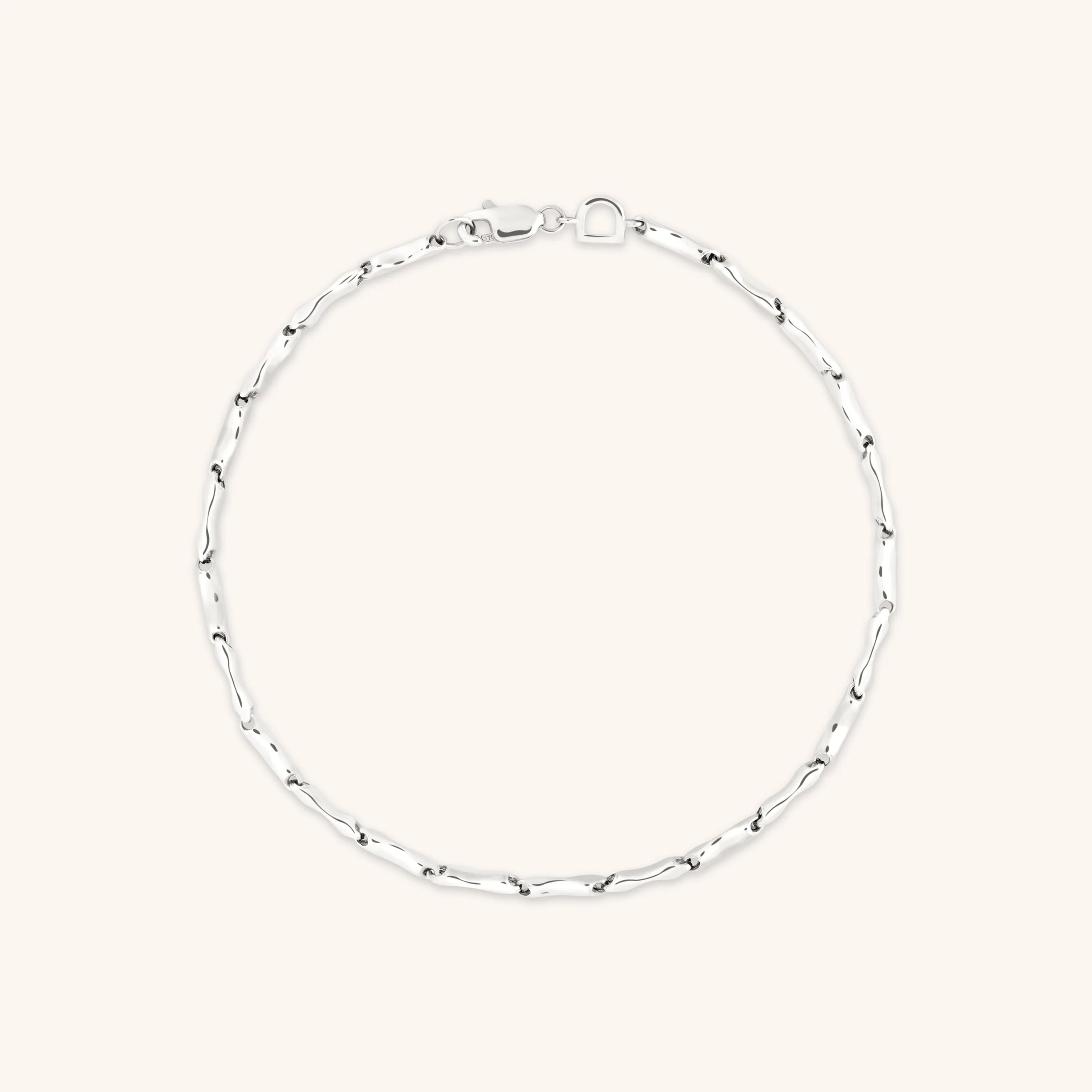Molten Bar Chain Bracelet in Solid White Gold