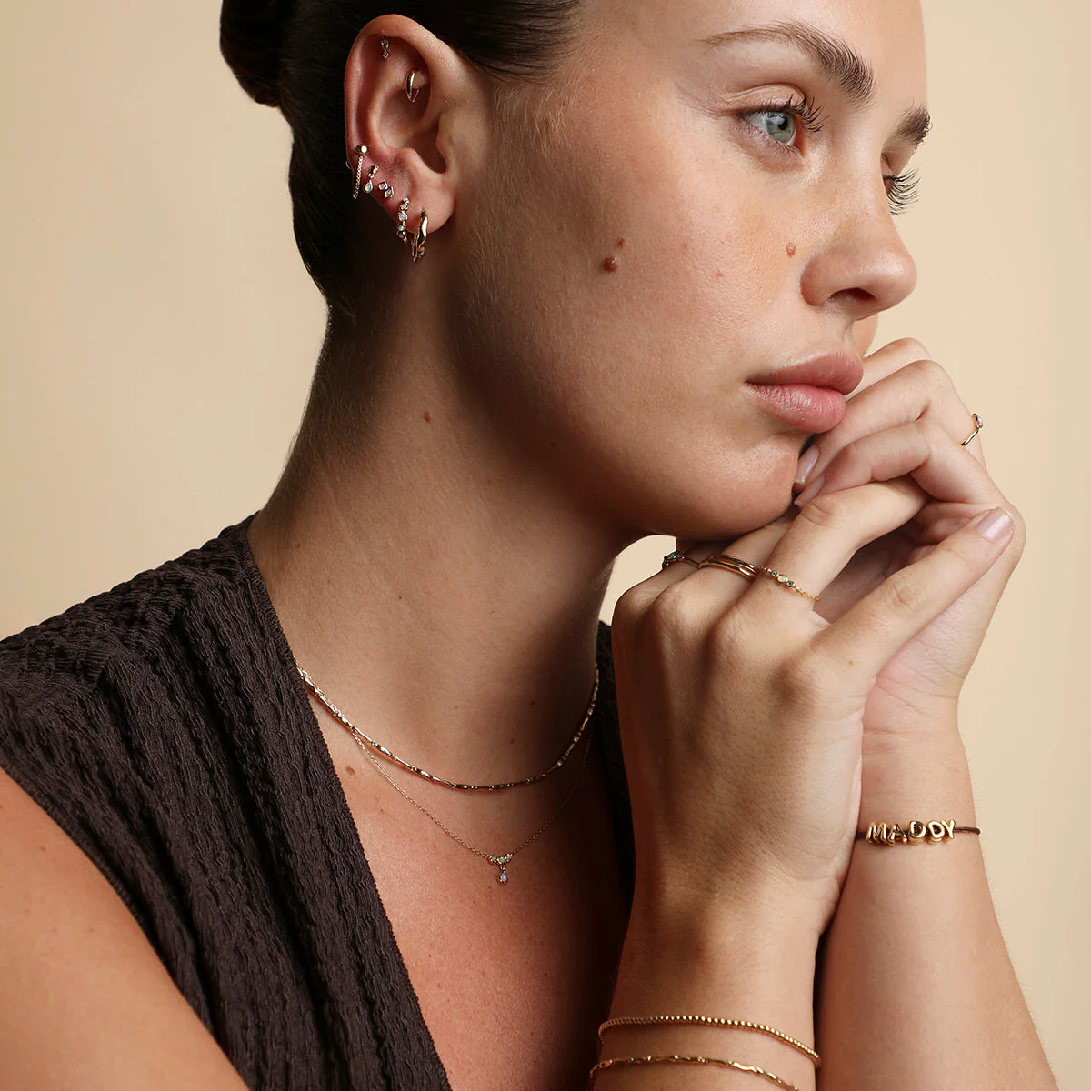 Molten Bar Chain Necklace in Solid Gold - Image 6