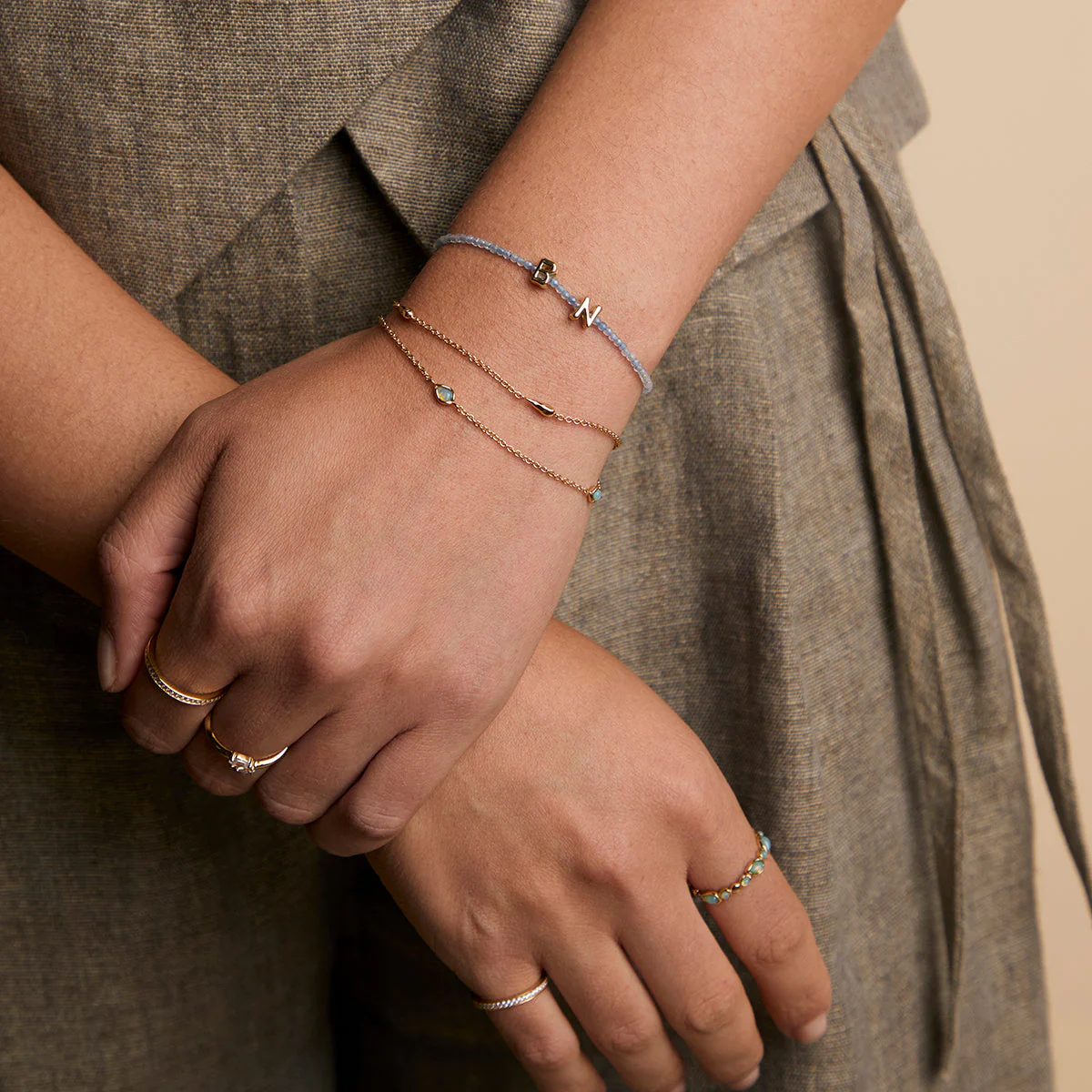 N Initial Click Charm in Solid Gold - Image 4