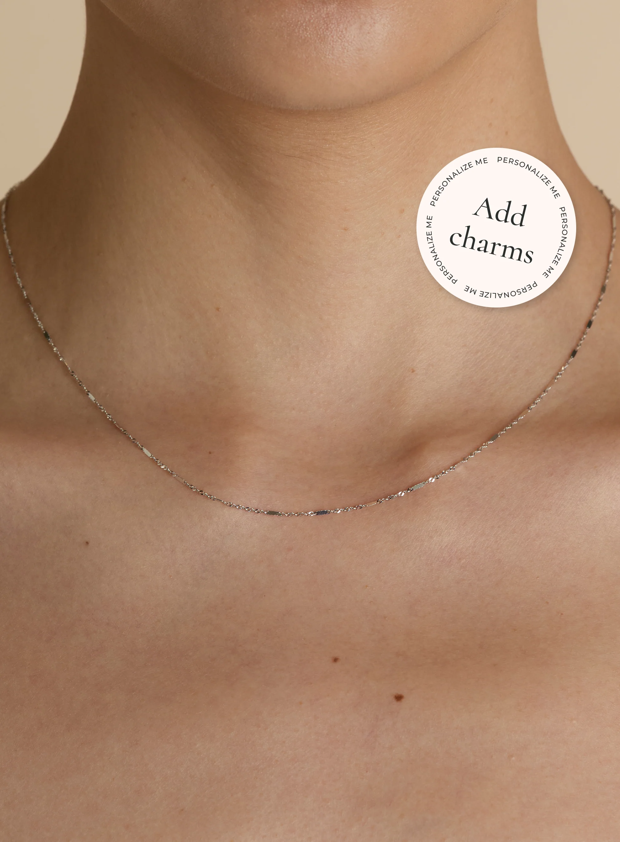 Astrid Story Chain Necklace in Solid White Gold - Image 2