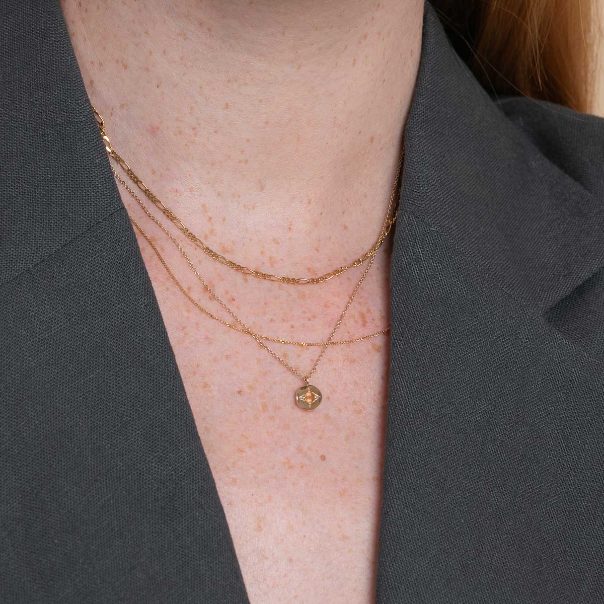 November Citrine Birthstone Necklace in Solid Gold - Image 5