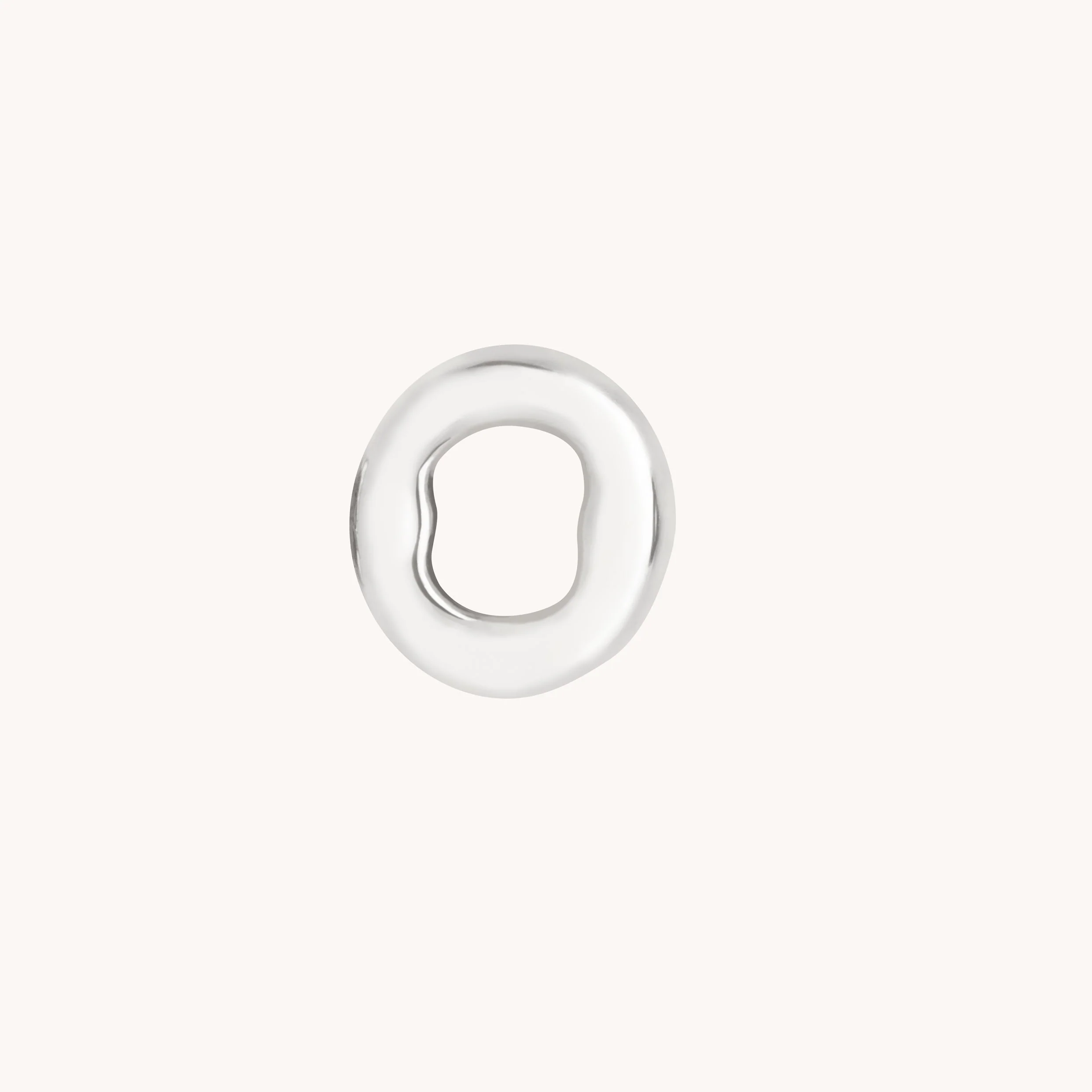 O Initial Click Charm in Solid White Gold