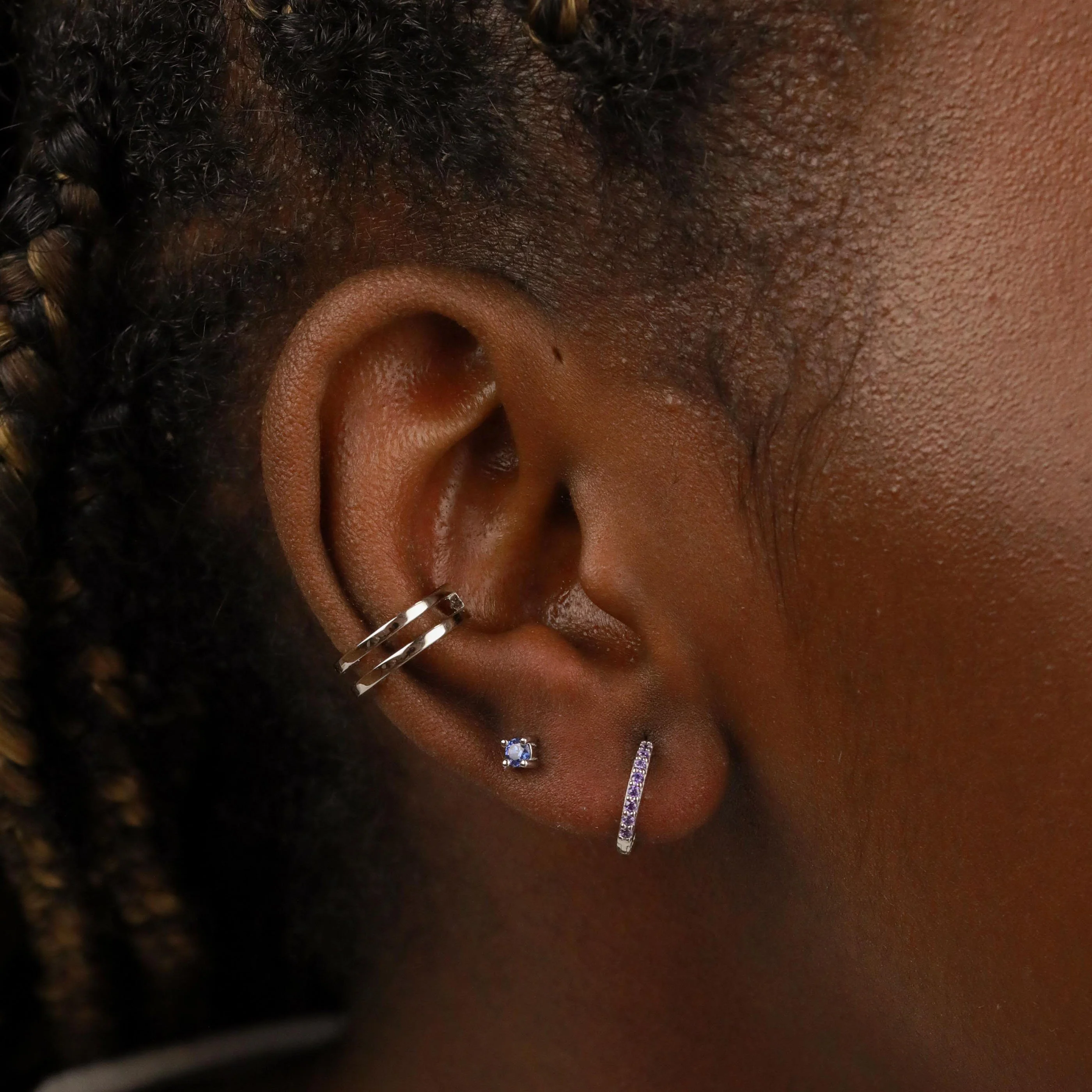 October Birthstone Stud Earrings in Silver with Pink Tourmaline CZ - Image 4