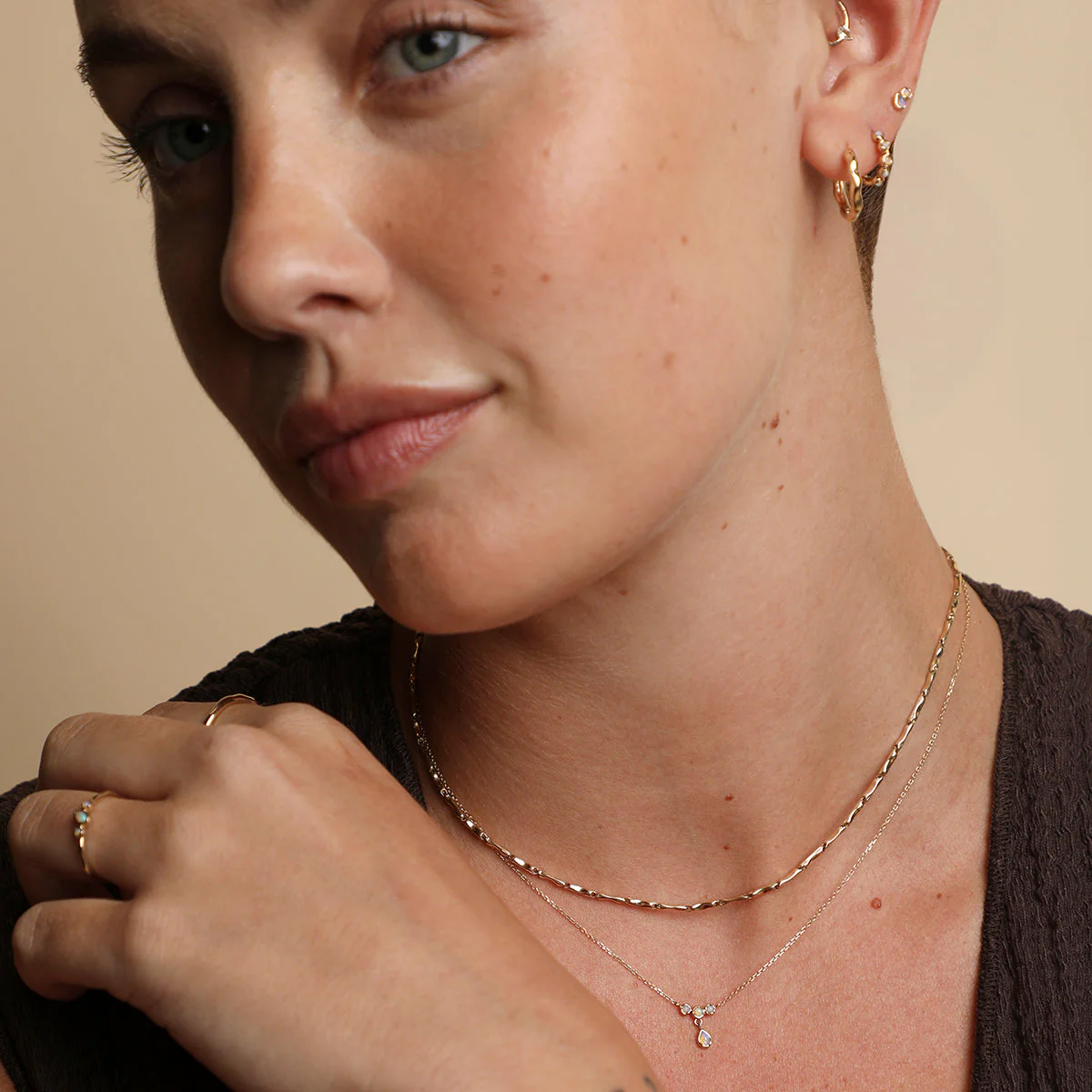 Opal Cluster Pendant in Solid Gold - Image 4