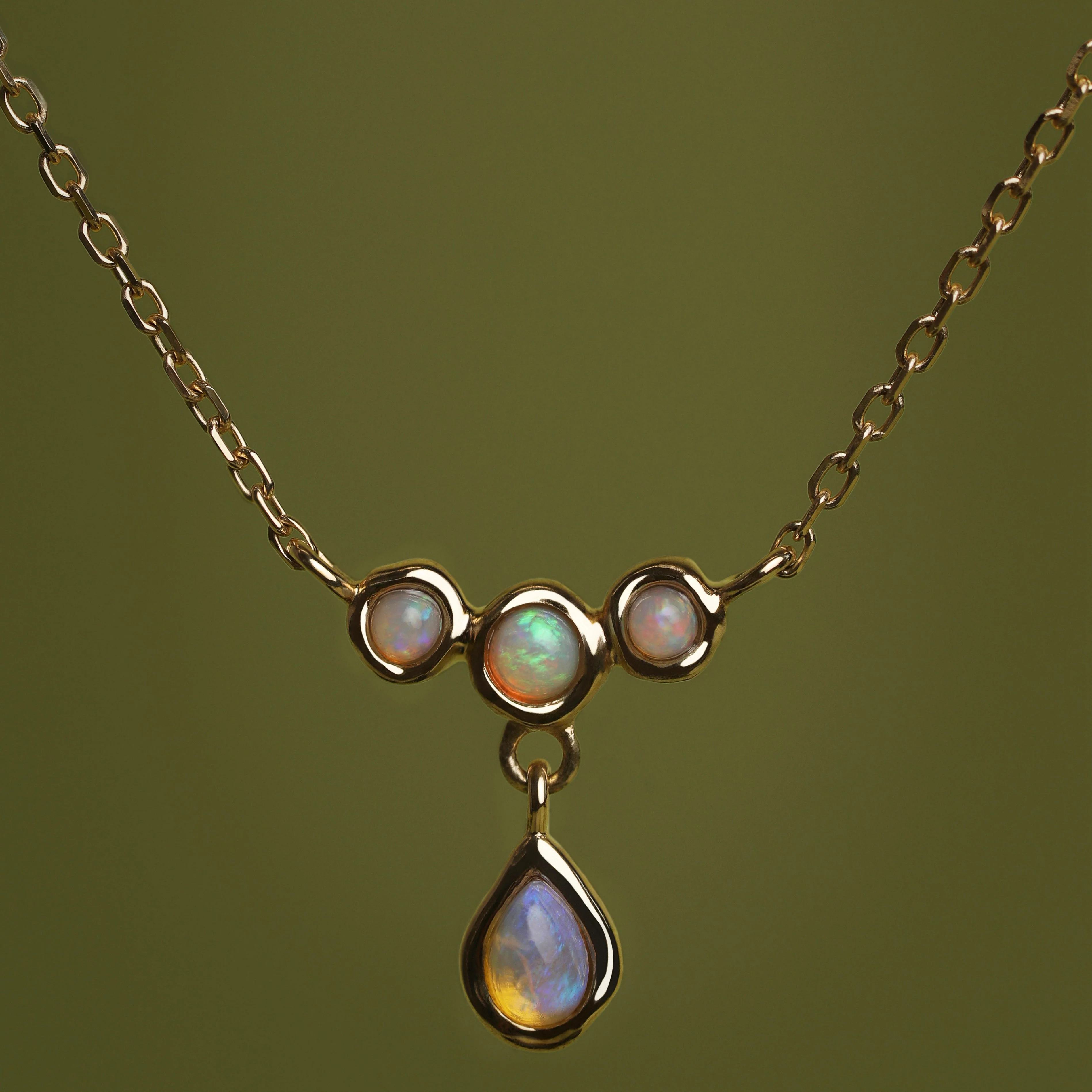 Opal Cluster Pendant in Solid Gold - Image 7