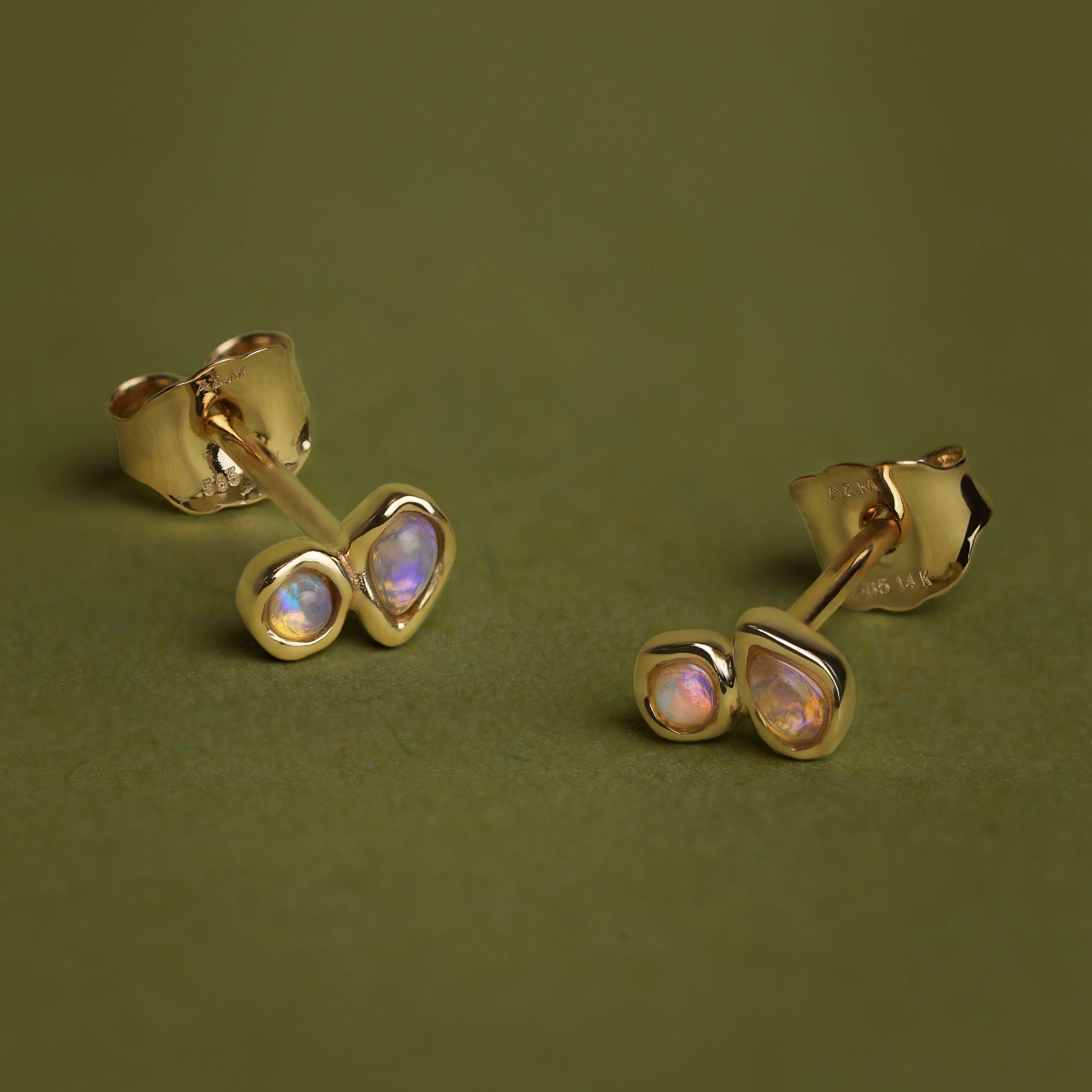Opal Duo Studs in Solid Gold - Image 7