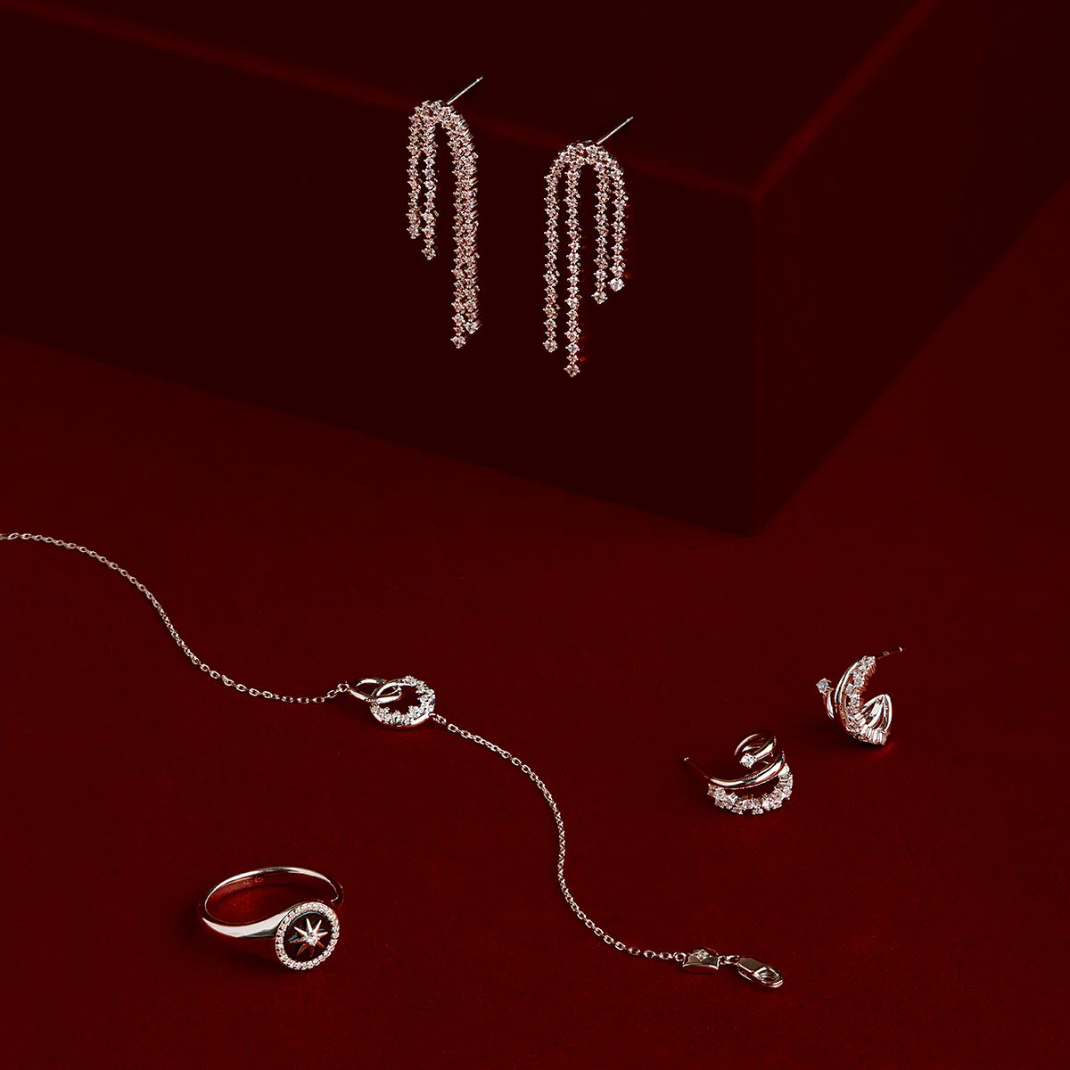Orbit Crystal Pendant Bracelet in Silver - Image 4