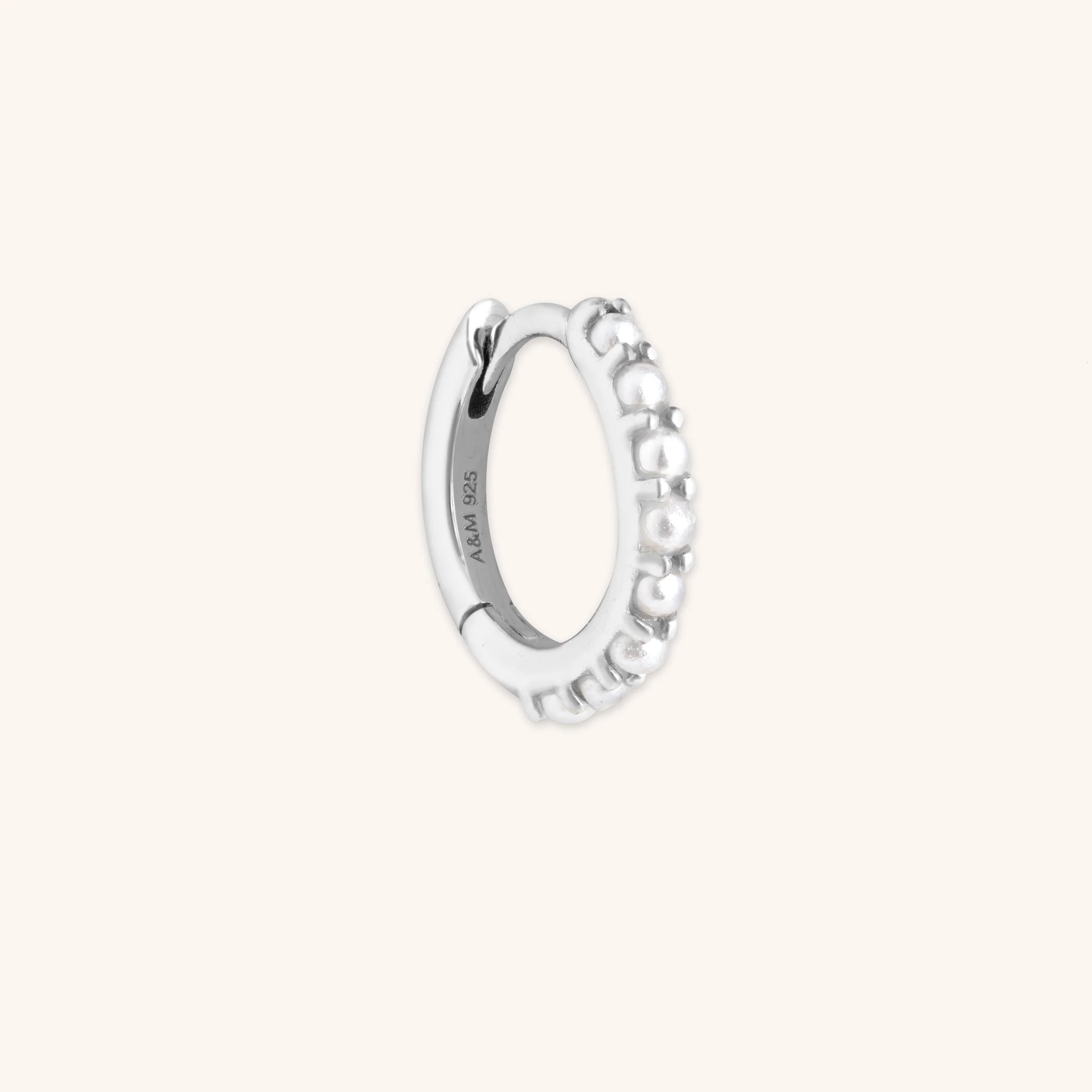 Pearl Single Hoop in Silver