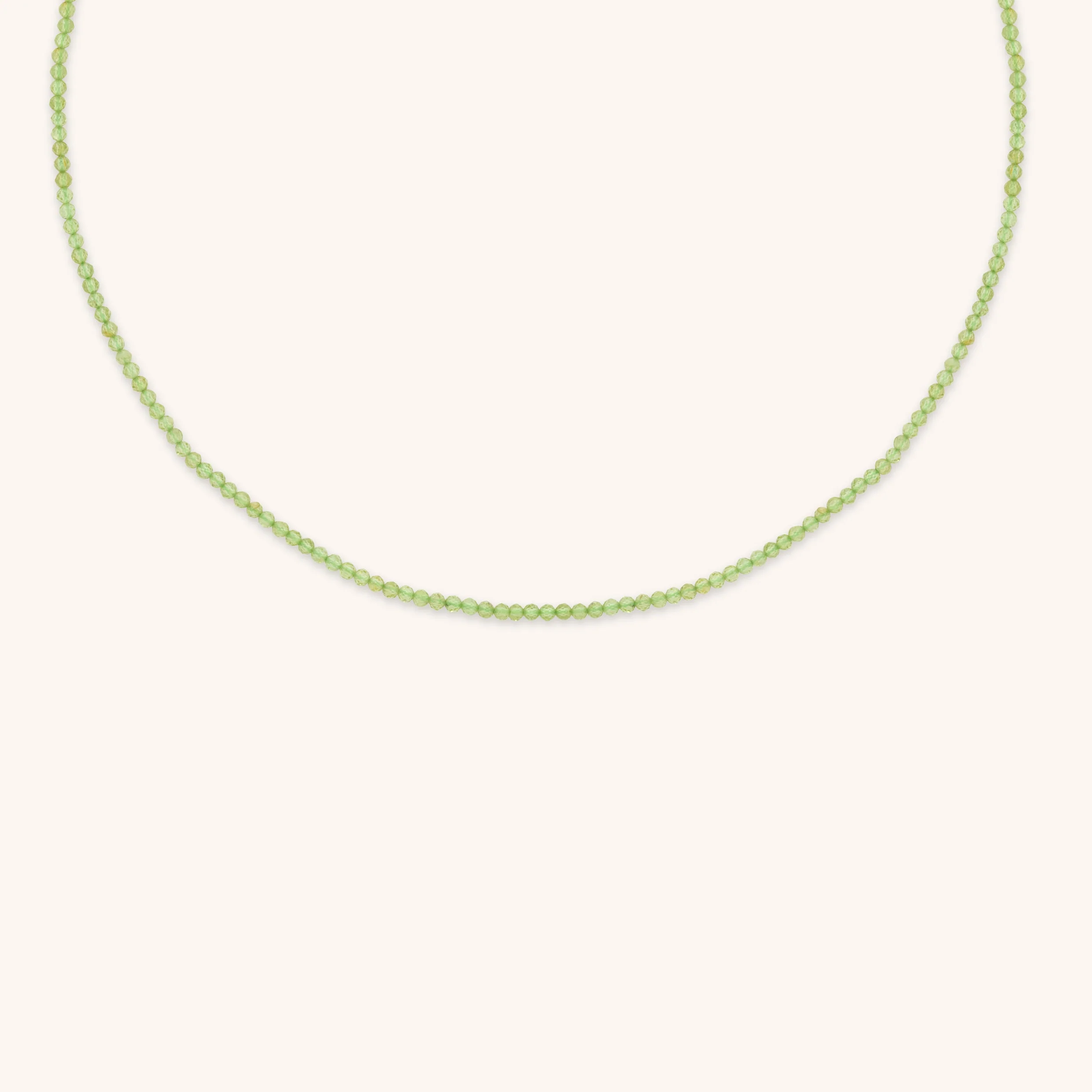 Peridot August Beaded Necklace in Solid Gold