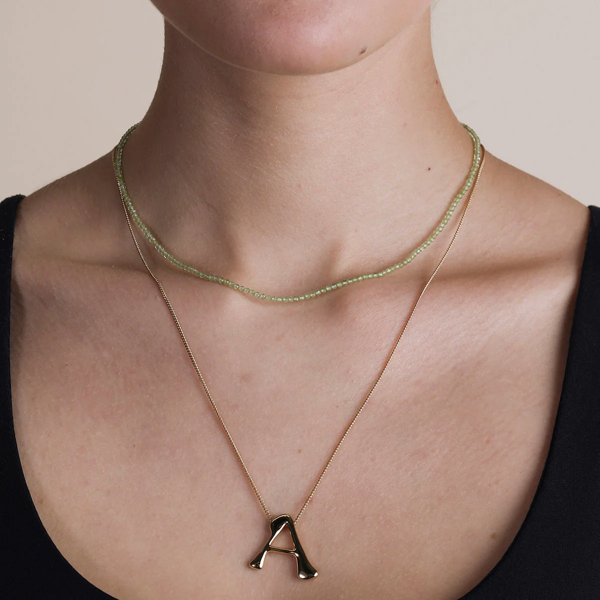 Peridot August Beaded Necklace in Solid Gold - Image 3