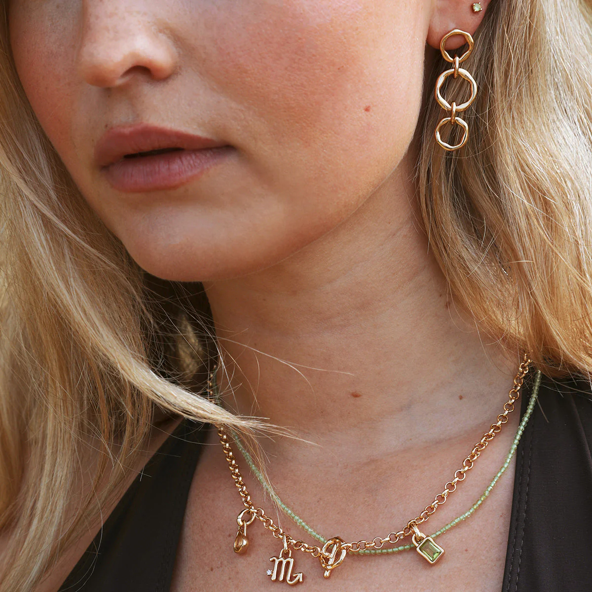 Peridot August Beaded Necklace in Solid Gold - Image 4