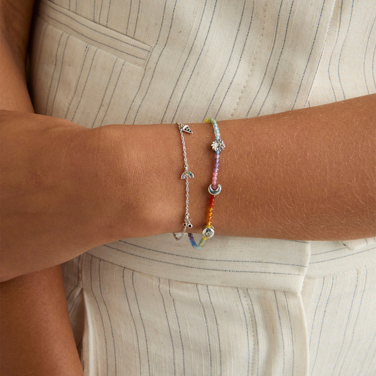 Rainbow Gemstone Bracelet in 9k White Gold - Image 4