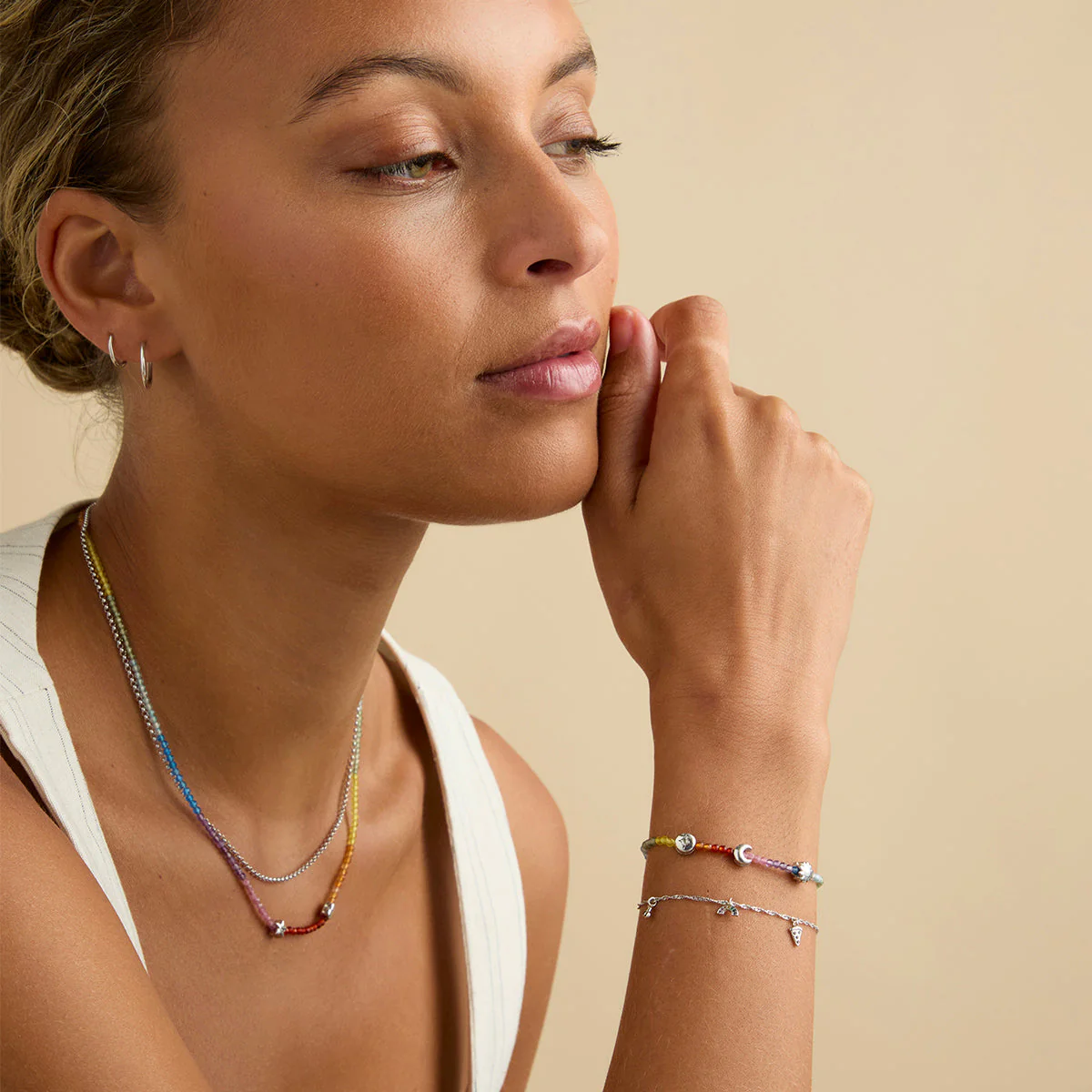 Rainbow Gemstone Bracelet in 9k White Gold - Image 5