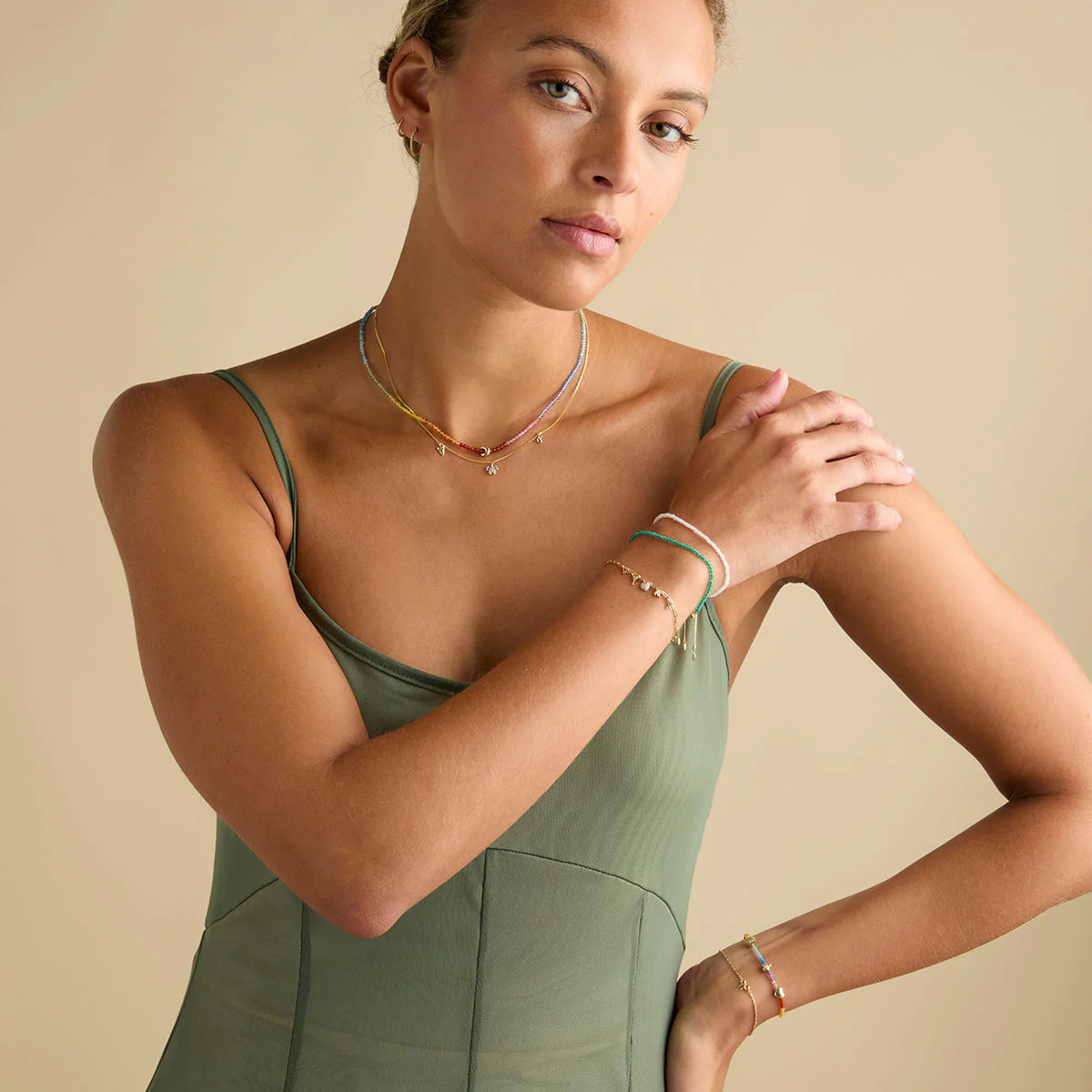 Rainbow Gemstone Necklace in 9k Gold - Image 5