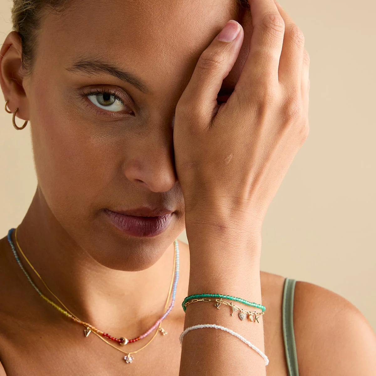 Rainbow Gemstone Necklace in 9k Gold - Image 6