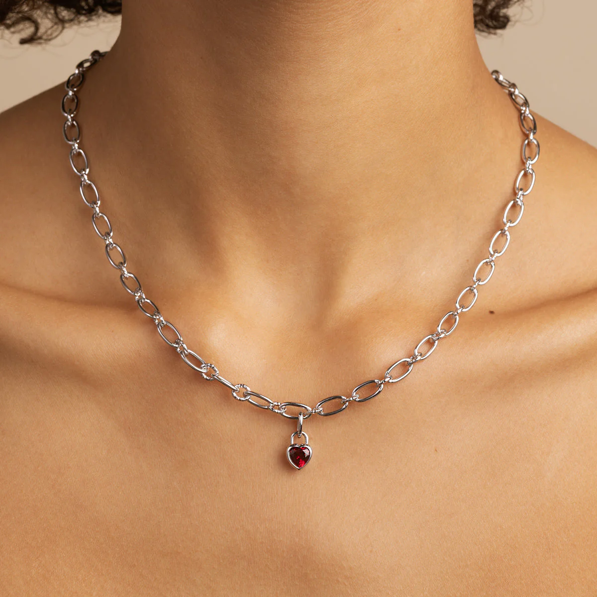 Red Heart Clip Charm in Silver - Image 2