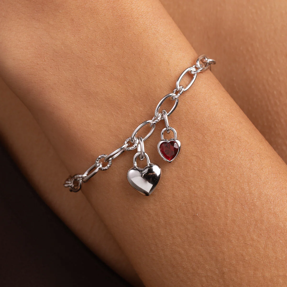Red Heart Clip Charm in Silver - Image 3
