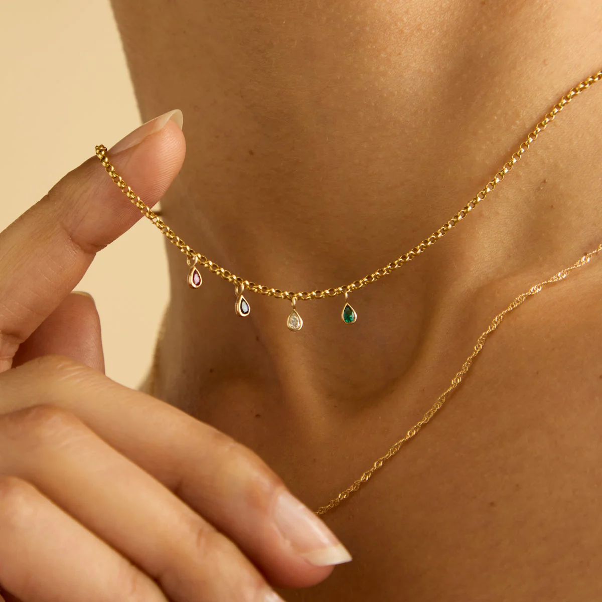 Sapphire Pear Charm 9k Gold - Image 3
