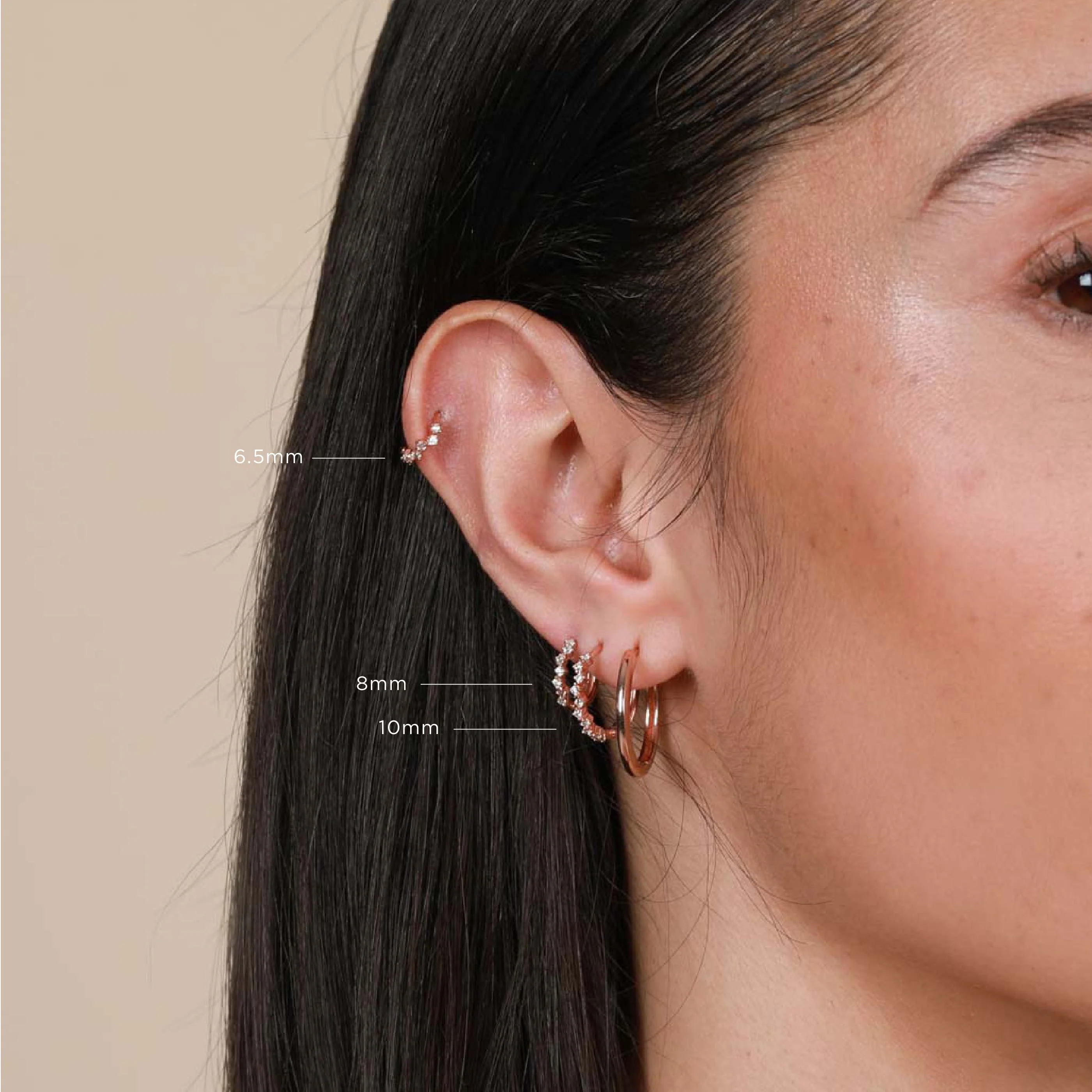 Cluster Hoop 11.5mm in Rose Gold - Image 6