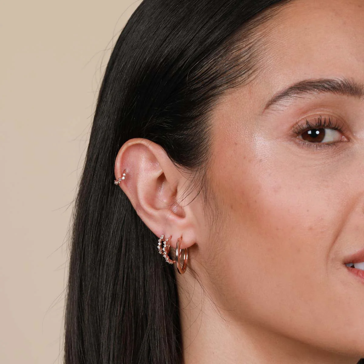 Cluster Hoop 8mm in Rose Gold - Image 6