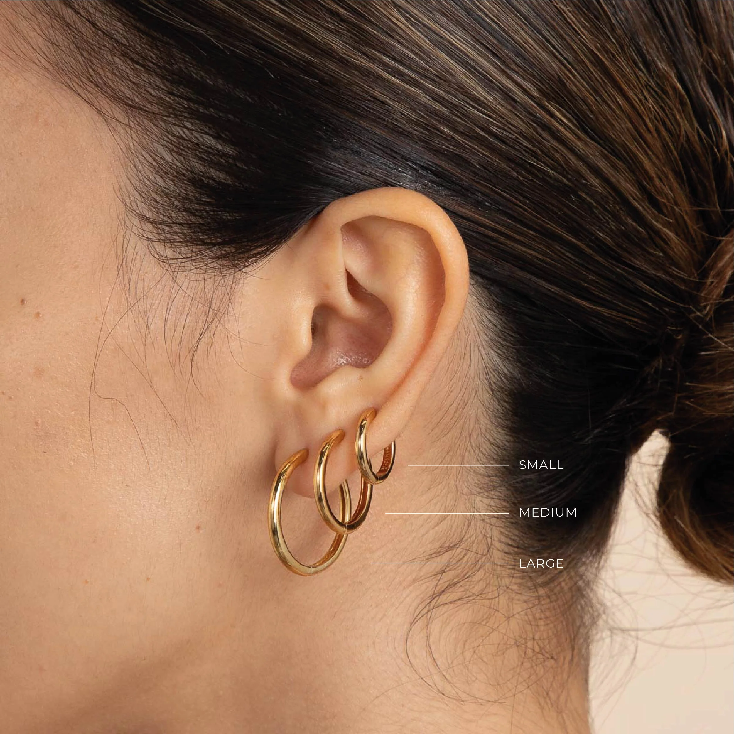 Essential Medium Hoops in Gold - Image 3