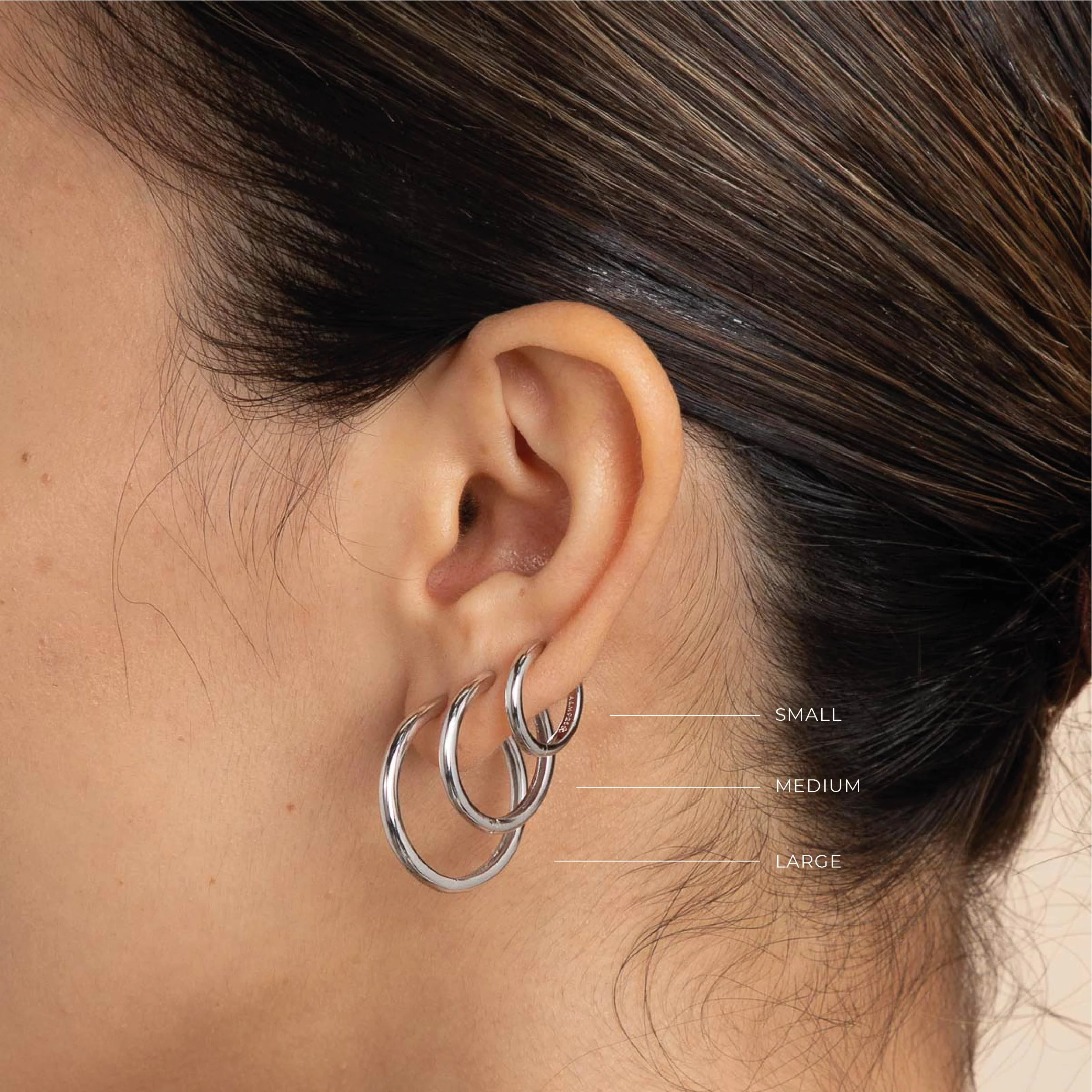 Essential Medium Hoops in Silver - Image 3