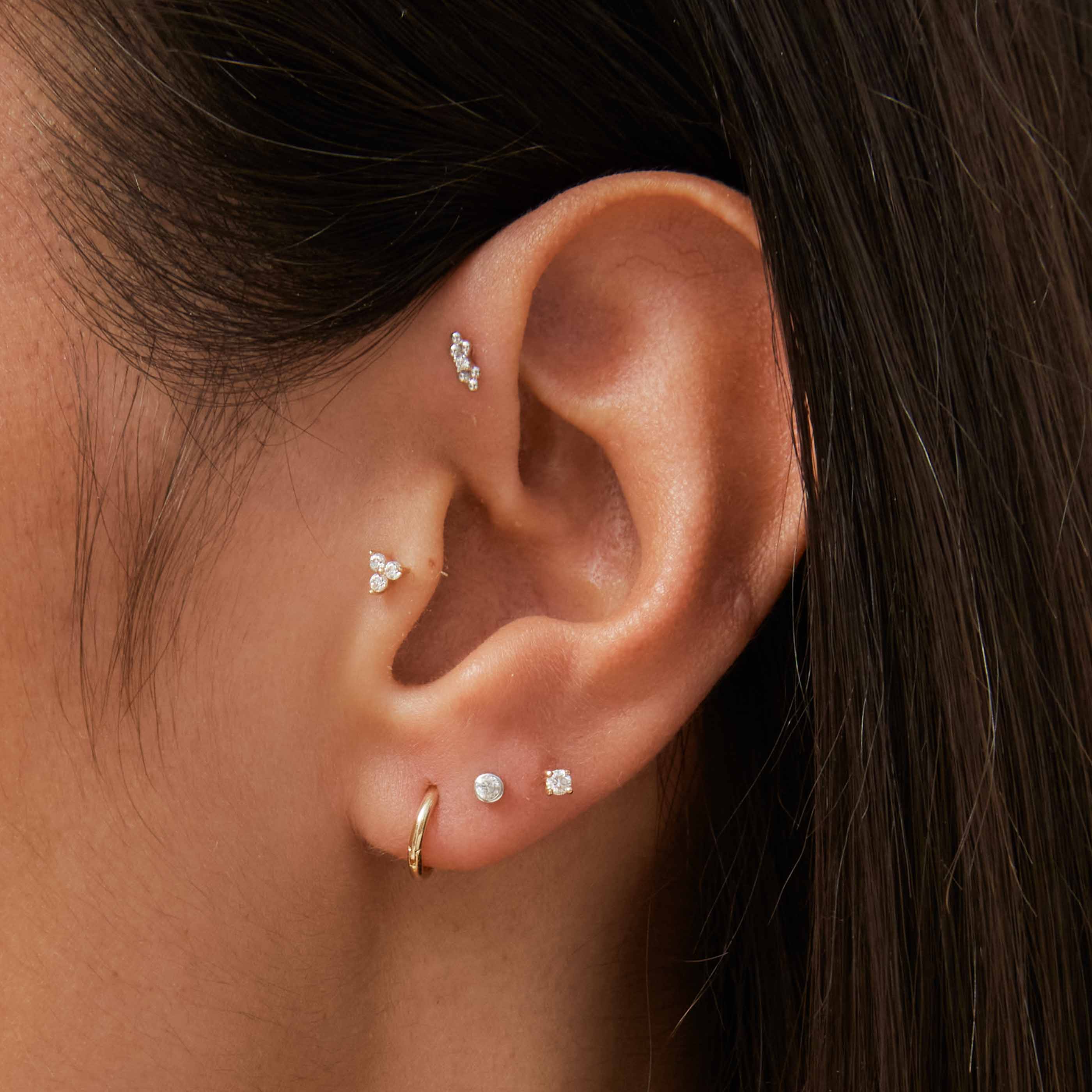 Solid White Gold Gem Piercing Stud - Image 5