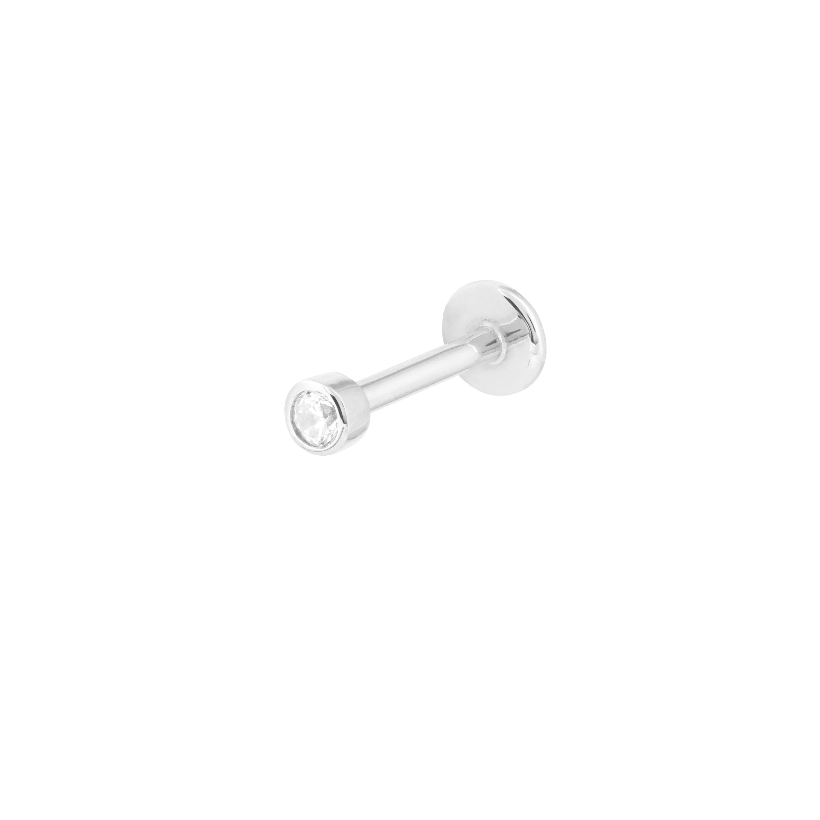 Solid White Gold Gem Piercing Stud - Image 6