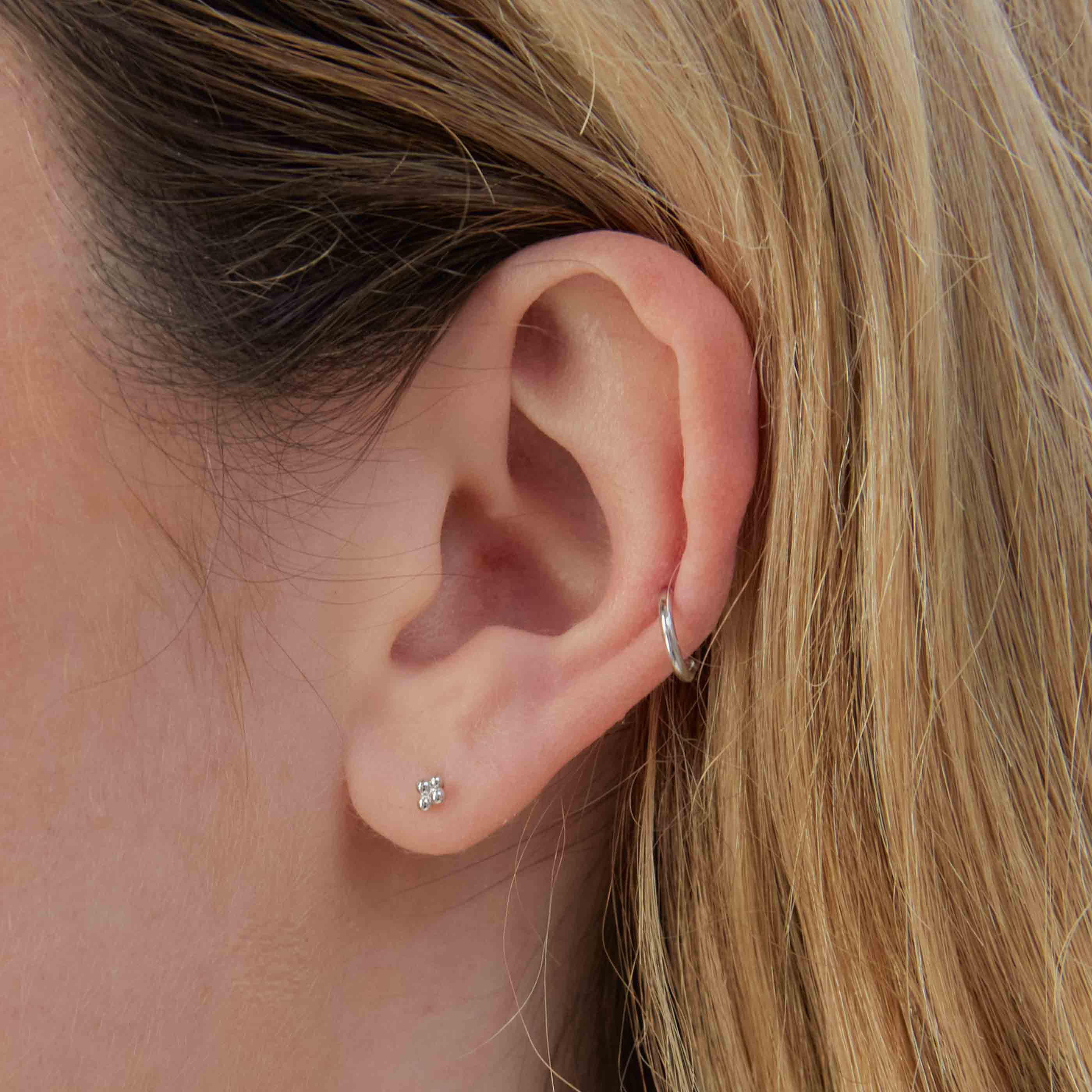 Solid White Gold Simple Piercing Hoop - Image 6