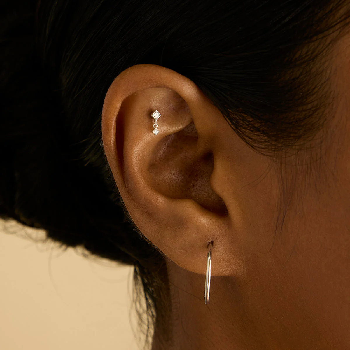 Staple Hoops in Solid White Gold - Image 3