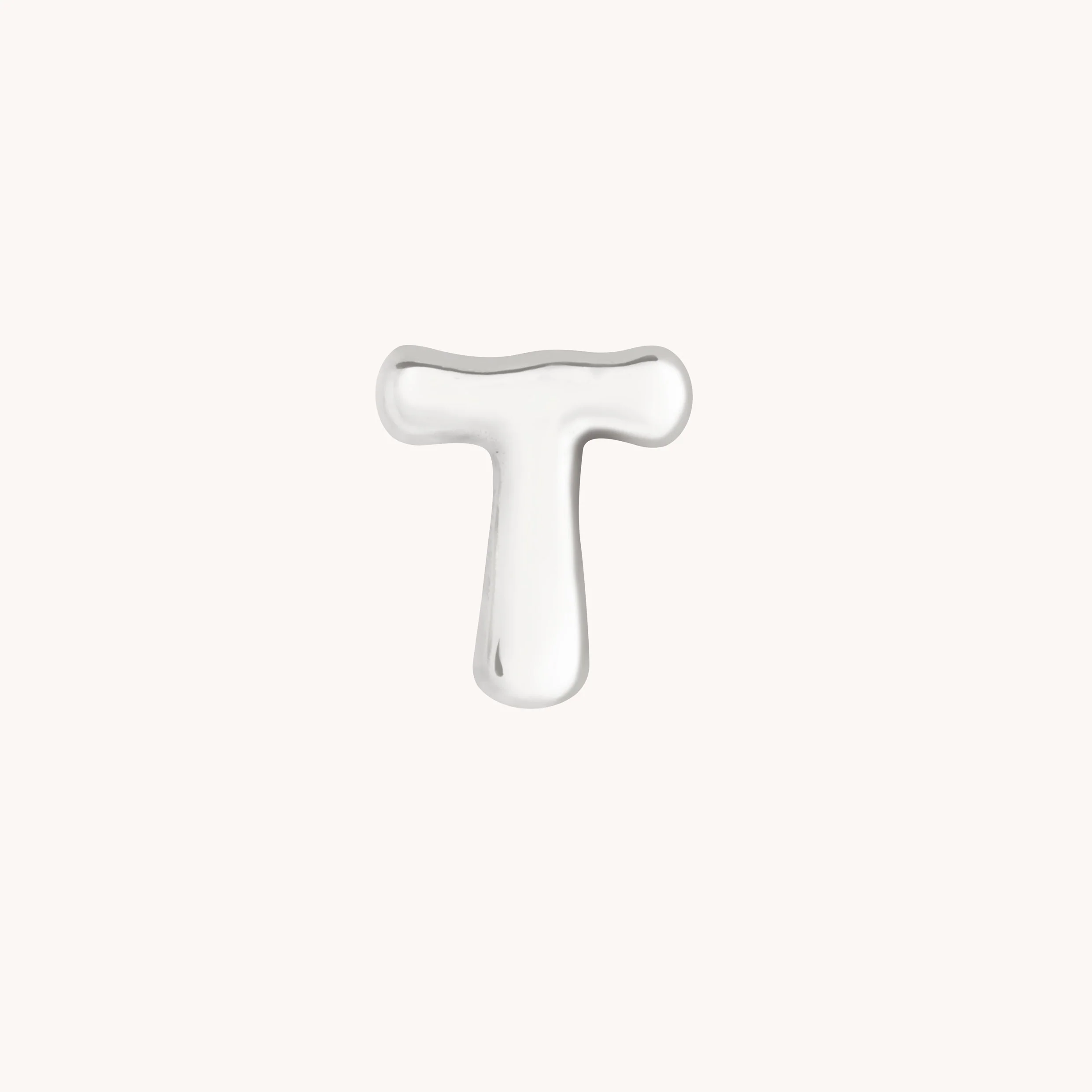 T Initial Click Charm in Solid White Gold