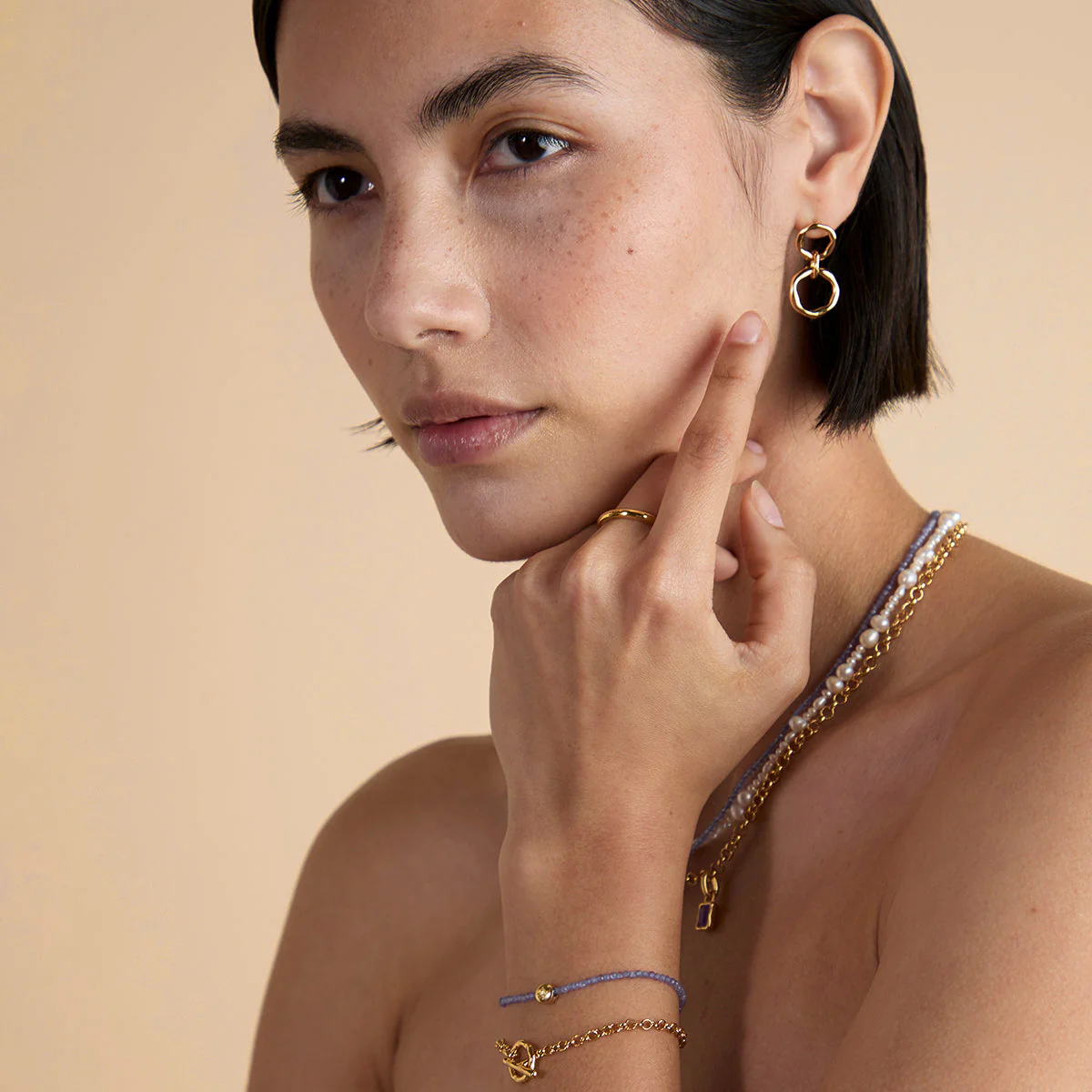 Tanzanite December Beaded Bracelet in Solid Gold - Image 6