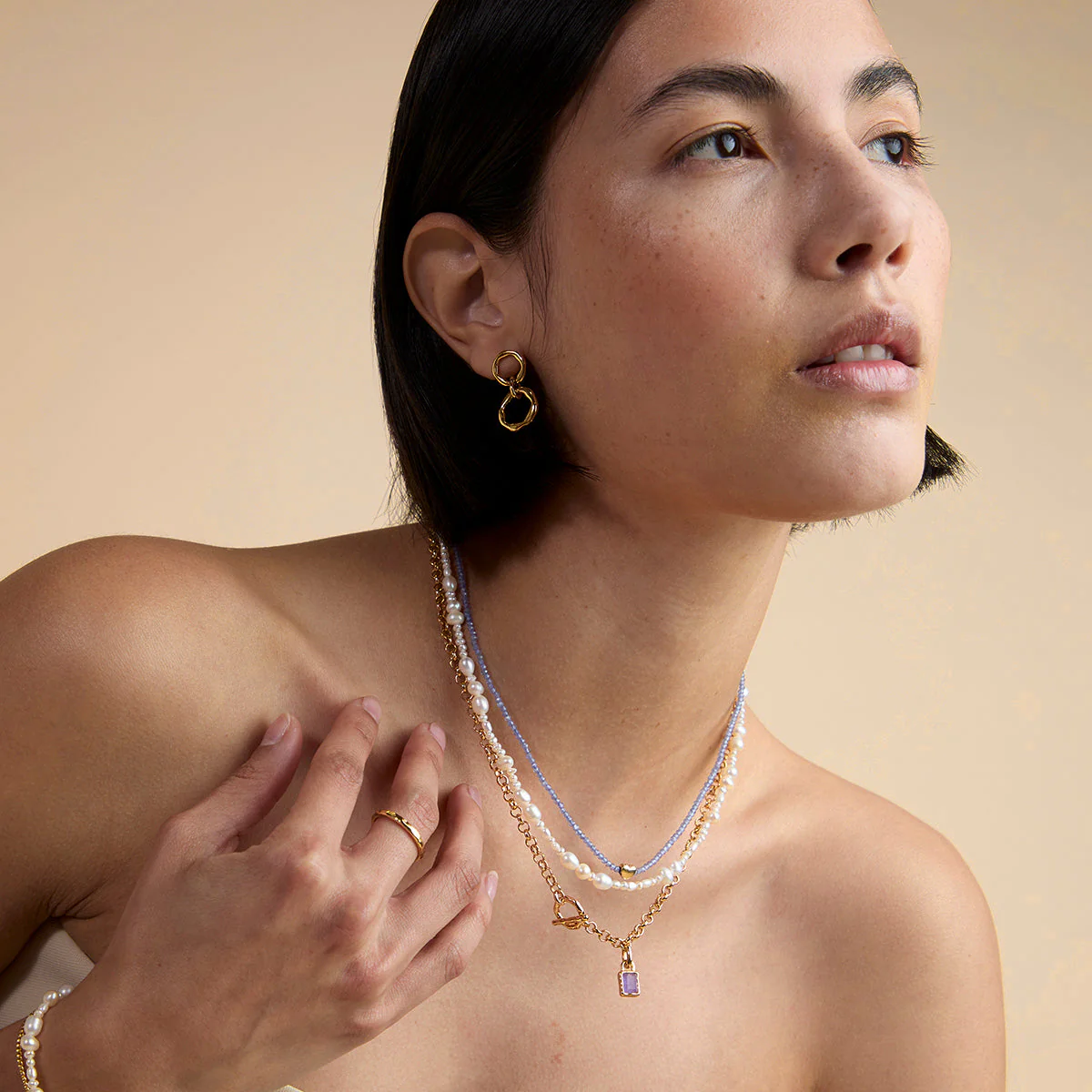 Tanzanite December Beaded Necklace in Solid Gold - Image 6