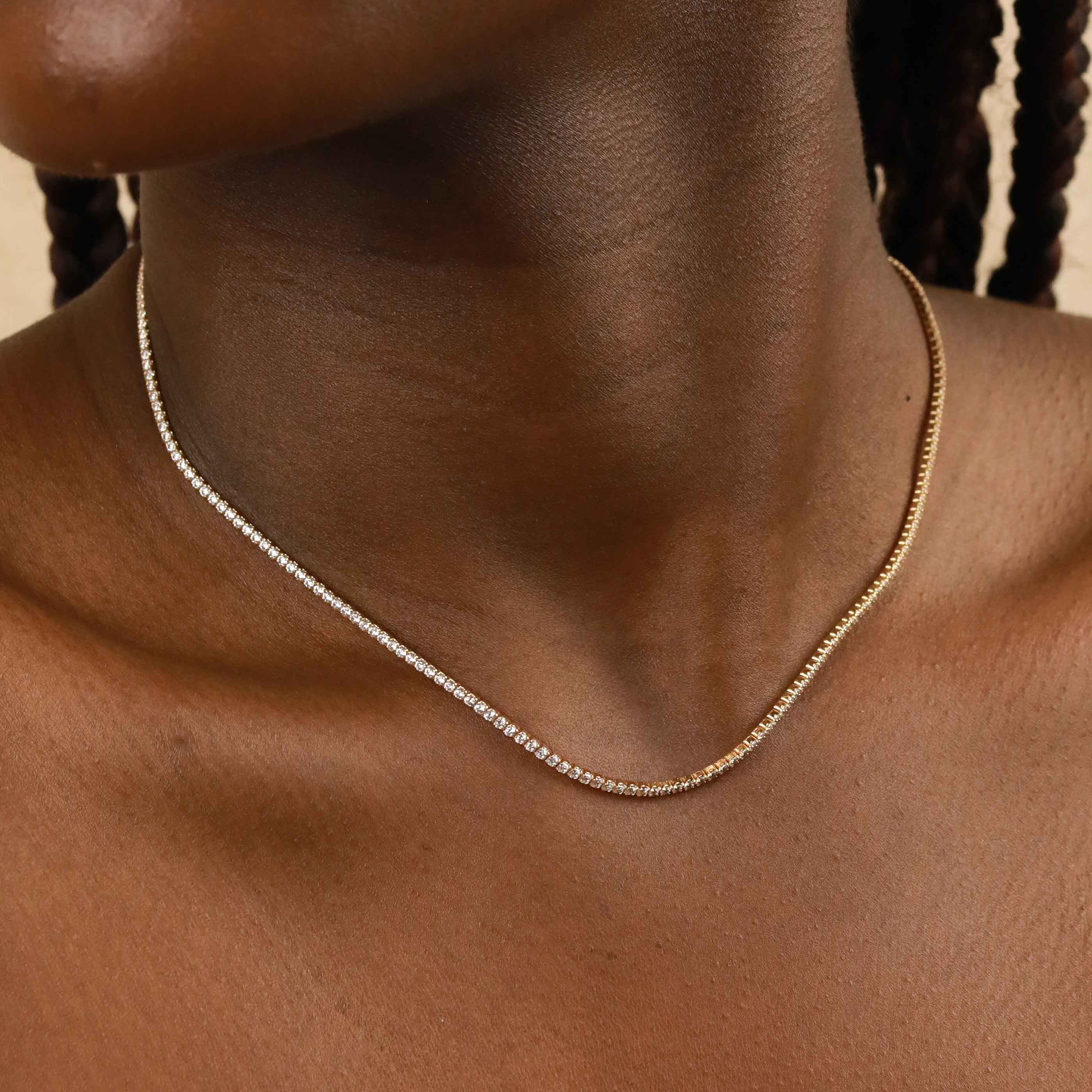 Tennis Chain Necklace in Gold - Image 2