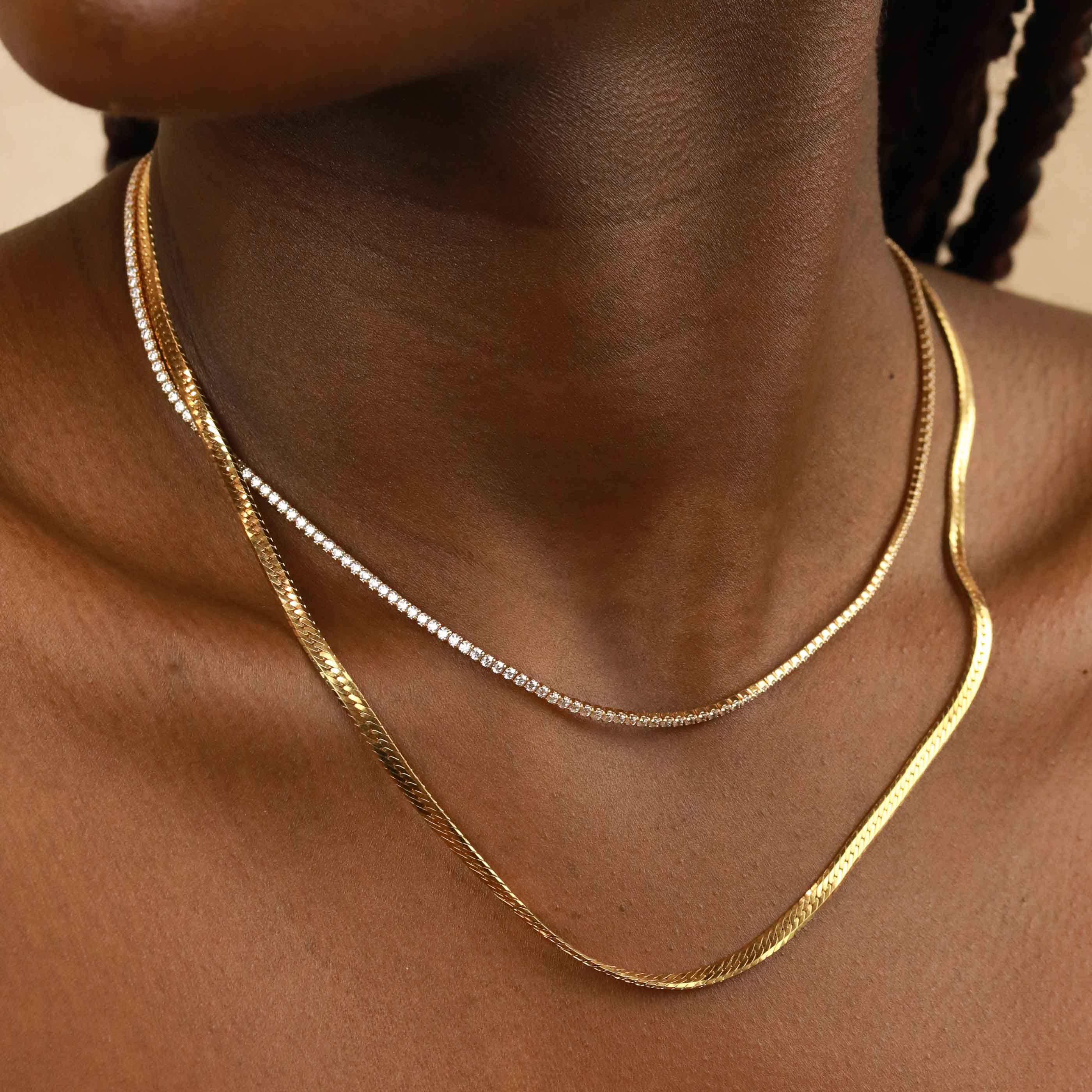 Tennis Chain Necklace in Gold - Image 5