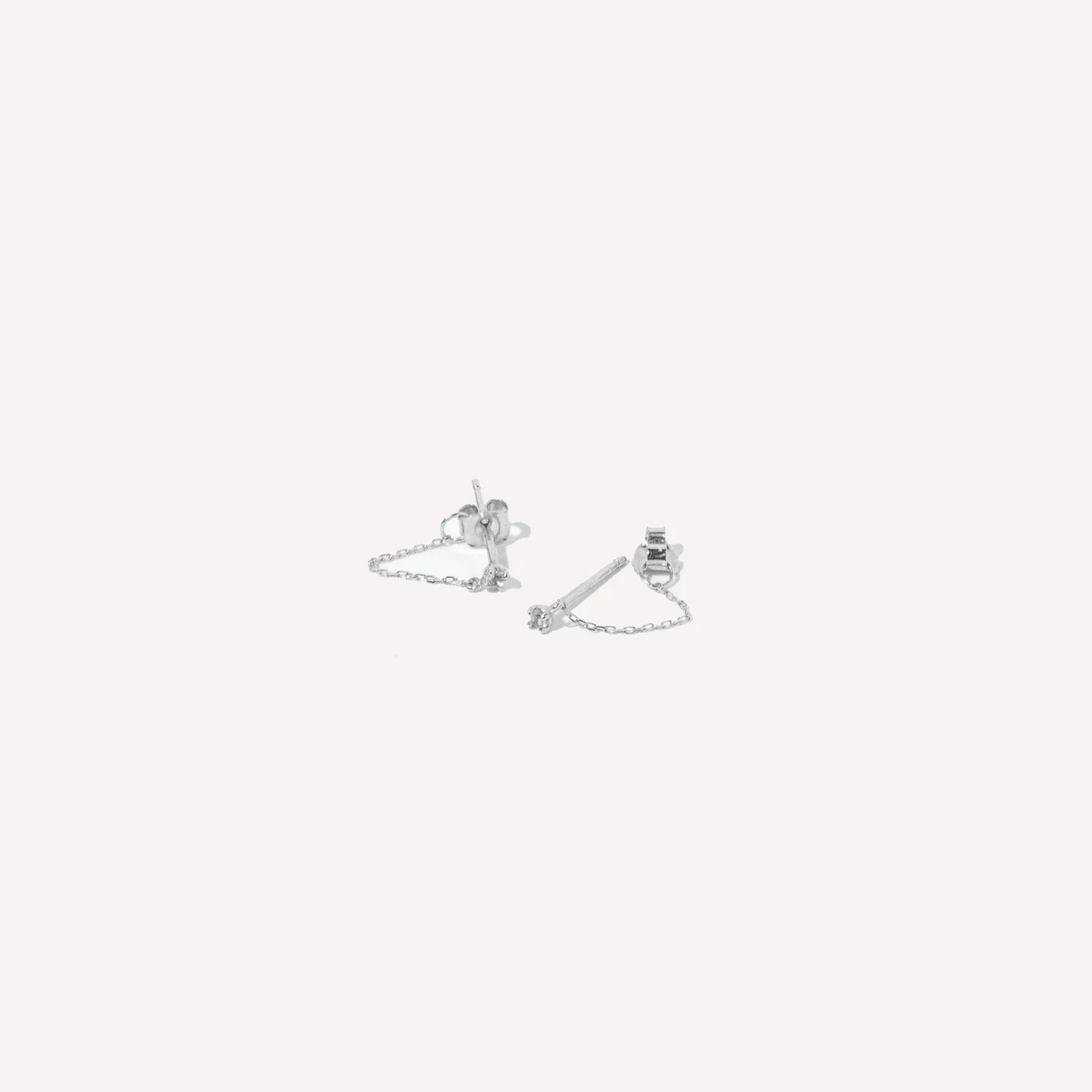 Topaz Chain Stud Earrings in Solid White Gold - Image 4