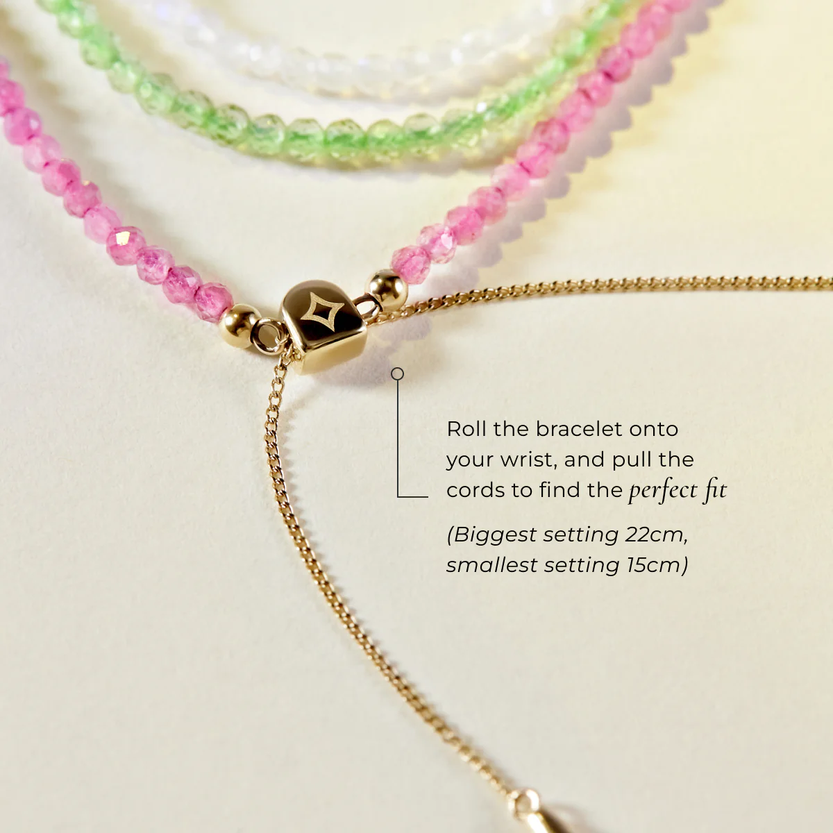 Tourmaline October Beaded Bracelet in Solid Gold - Image 4