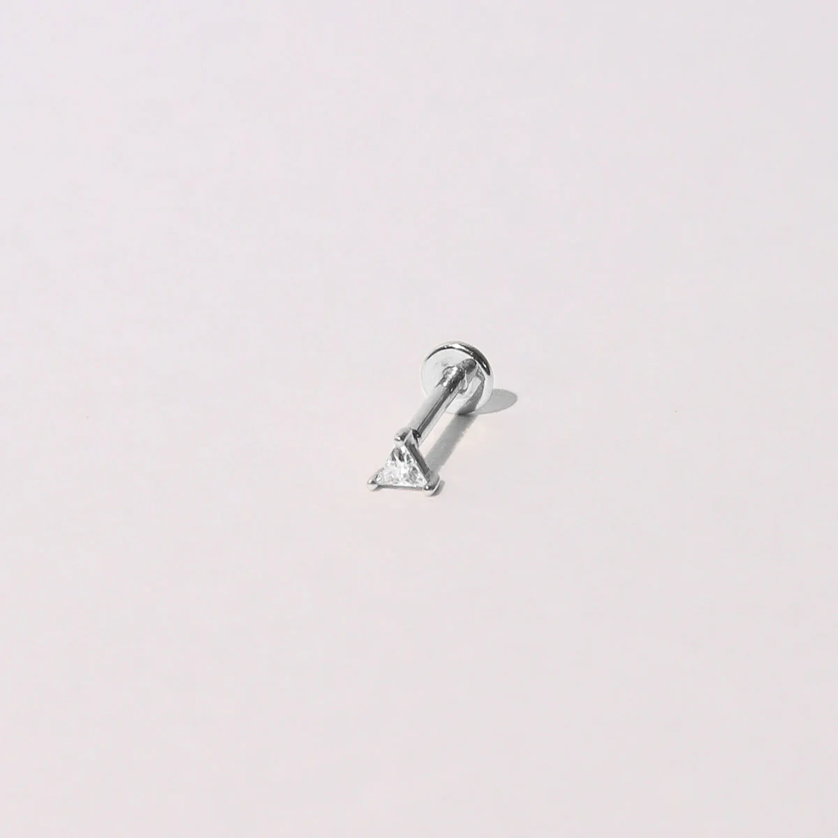 Triangle Piercing Stud in Solid White Gold - Image 2