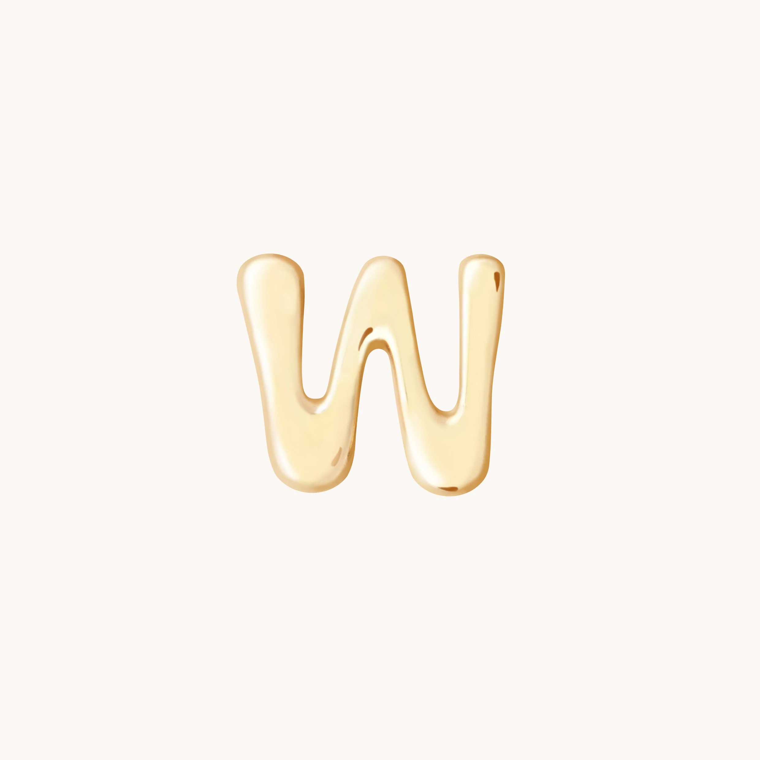 W Initial Click Charm in Solid Gold