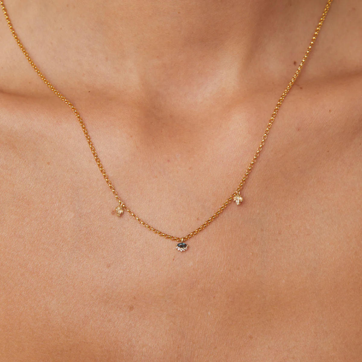 White Topaz Marquise Charm in 9k White Gold - Image 2