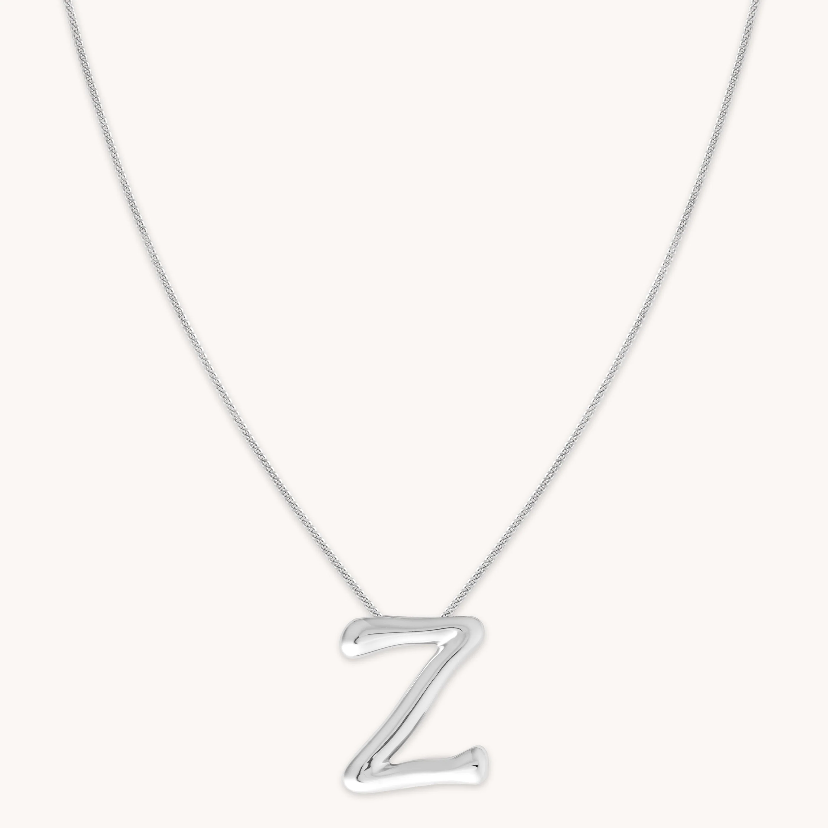 Z Initial Bold Pendant Necklace in Silver